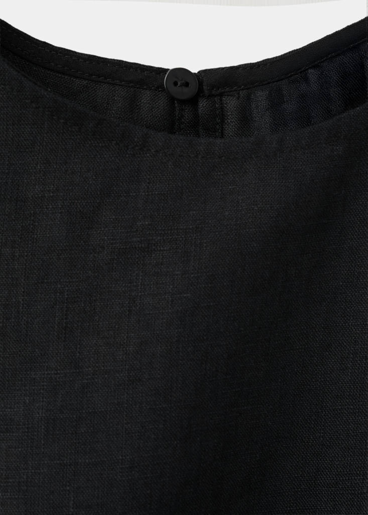 Linen top with ties — Black