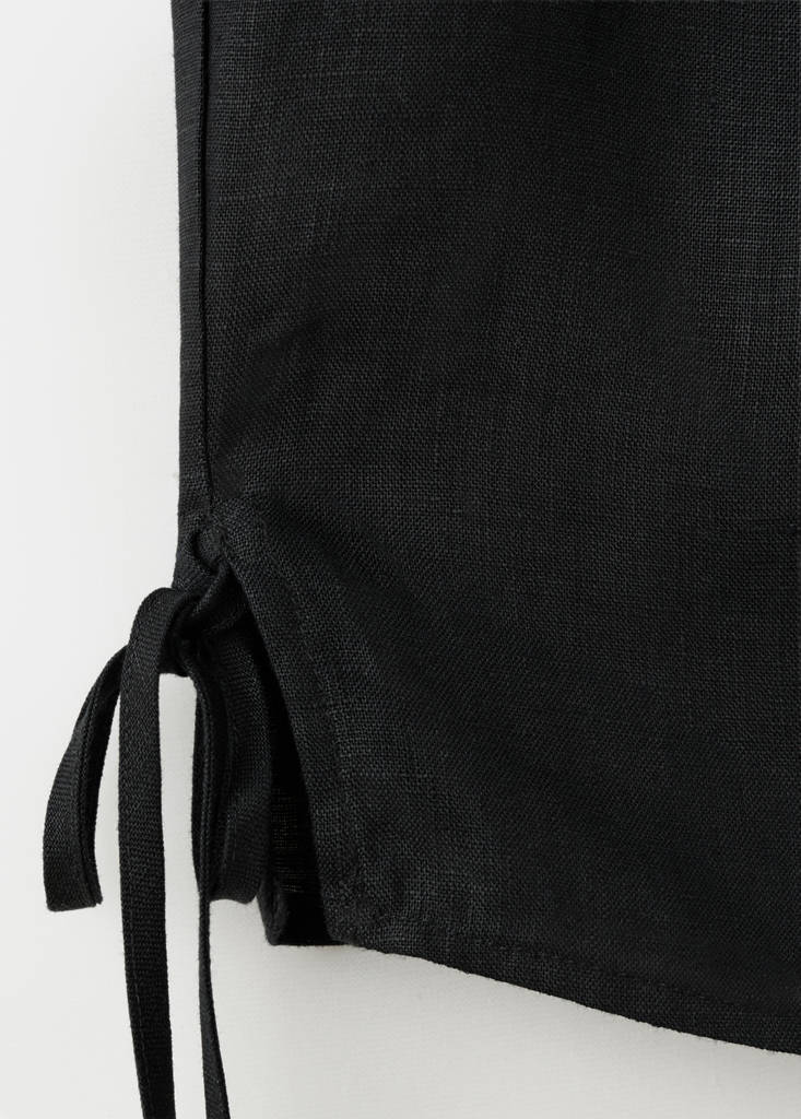Linen top with ties — Black