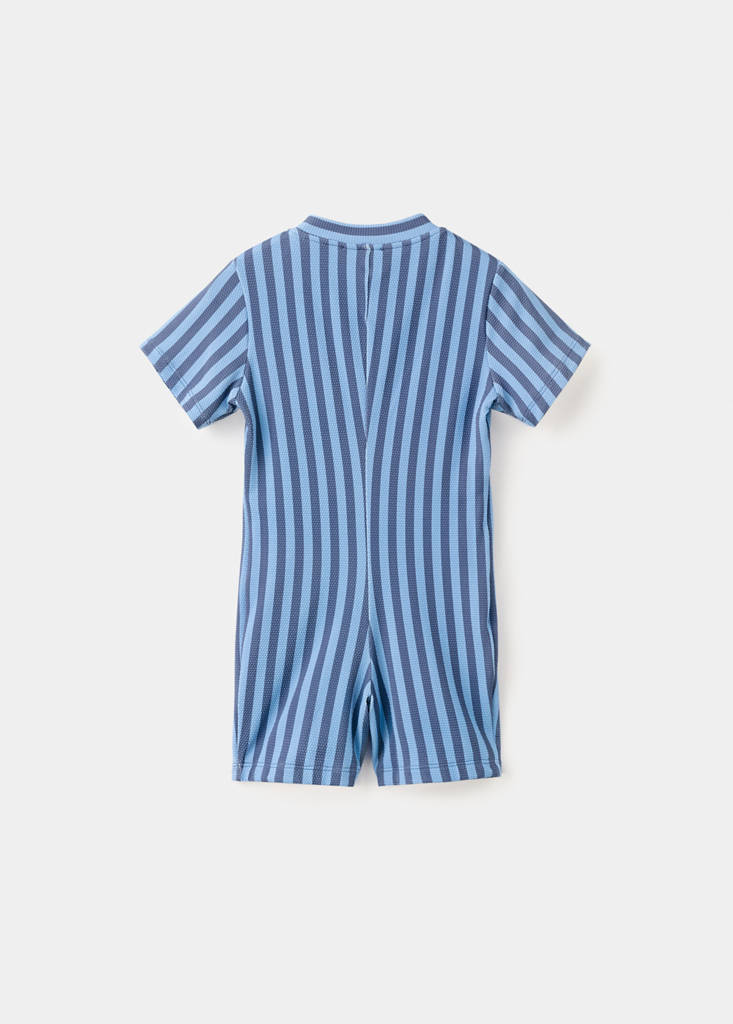 Striped swimsuit jumpsuit — Blue