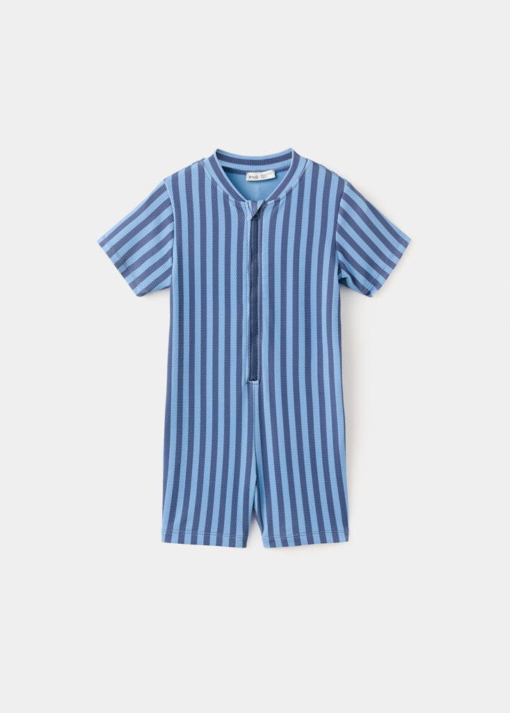 Striped swimsuit jumpsuit — Blue