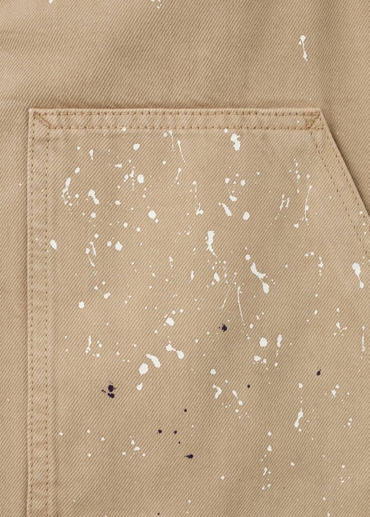 Splatter effect denim waistcoat — Beige