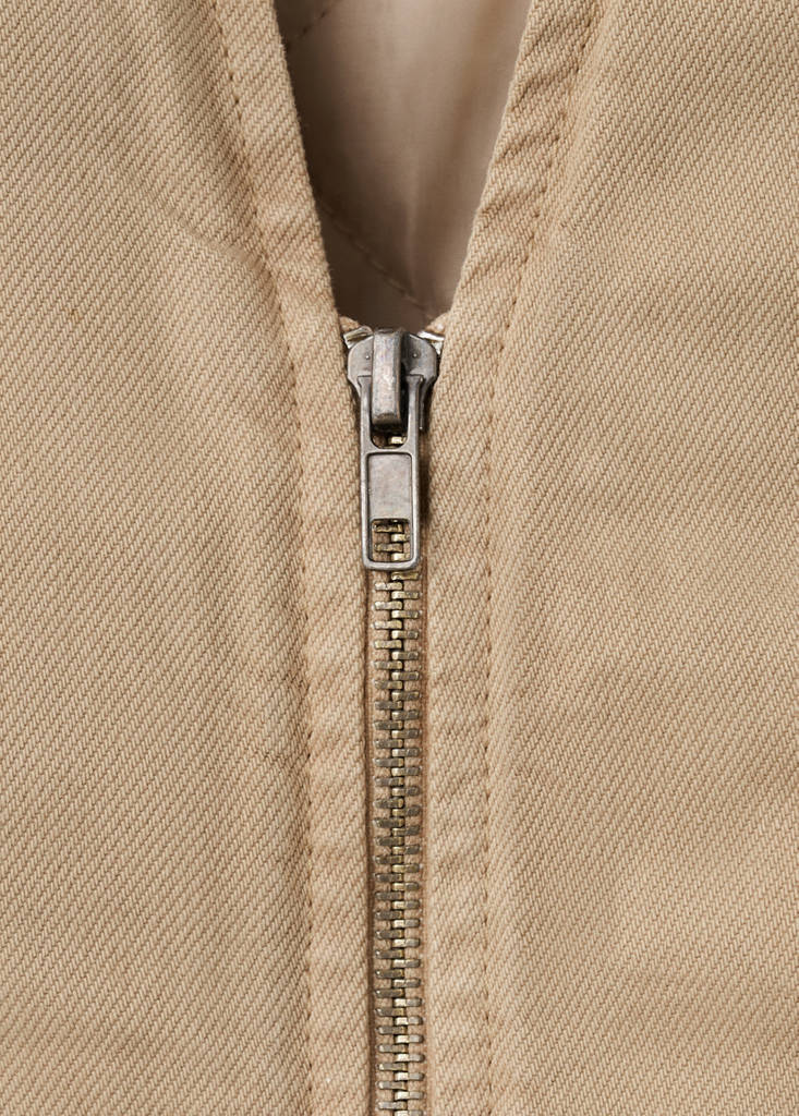 Splatter effect denim waistcoat — Beige