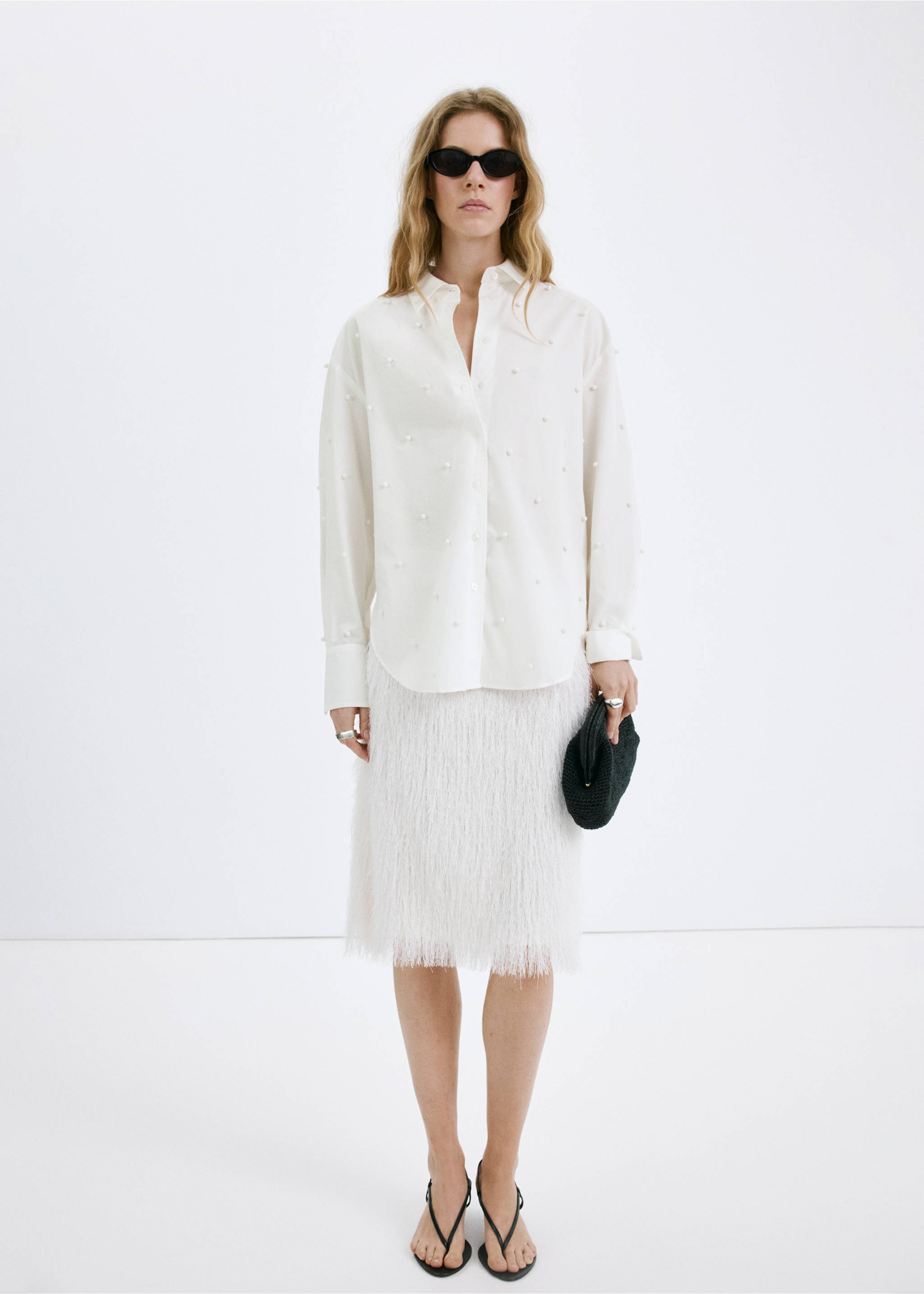 Chemise lyocell perles - Plan général, Blanc cassé. Ref: 27067931-00.