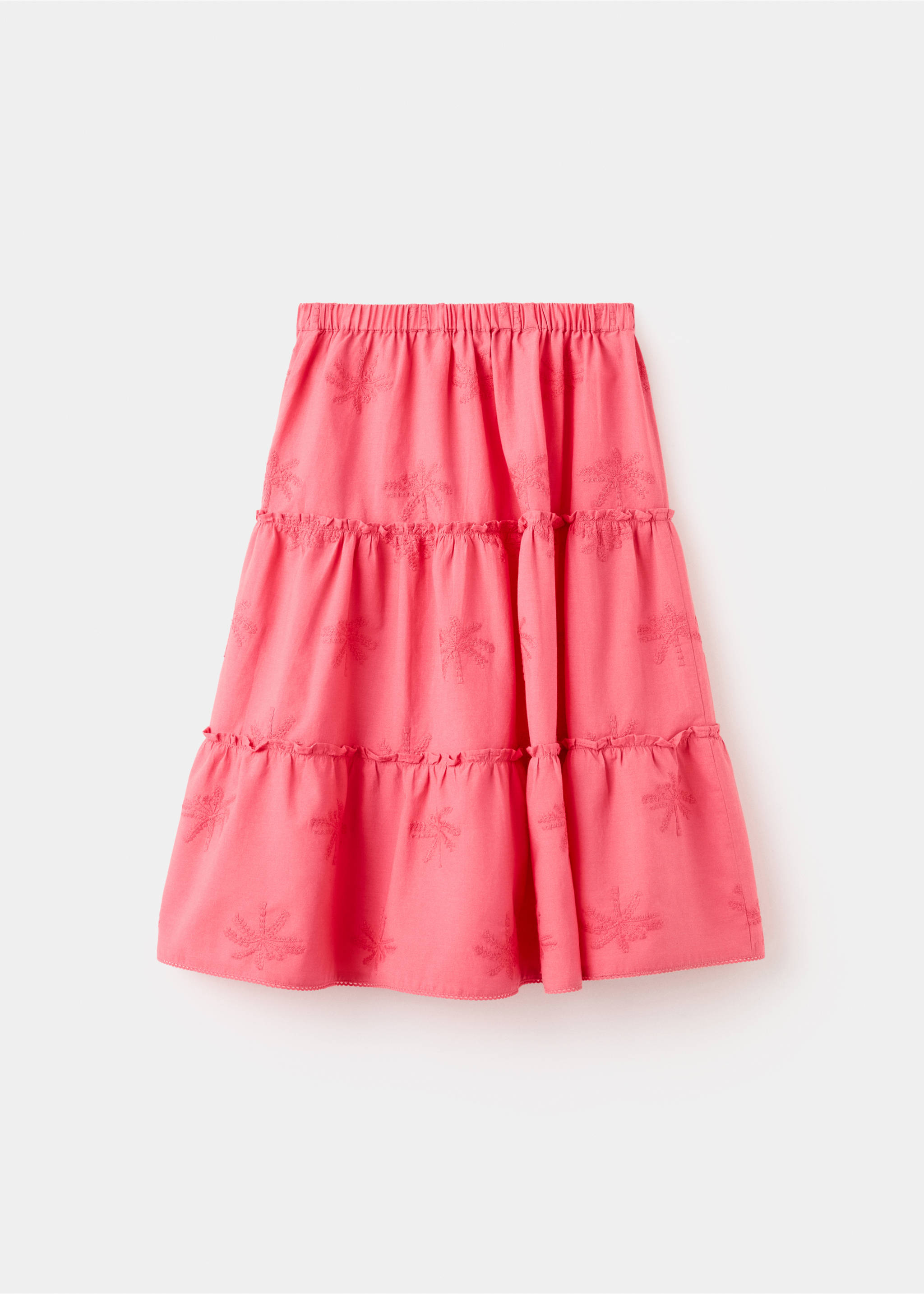 تنورة  بأشجار نخيل مطرزة - الجهة الخلفية للمنتج, أحمر زاهٍ. Ref: 27067934-00.