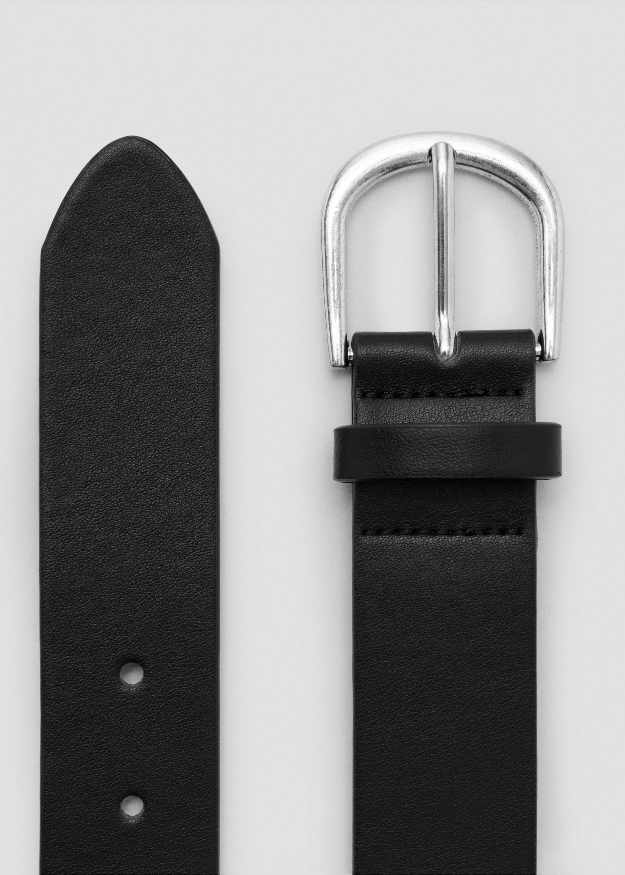 Buckled studded belt - Details of the article 1, Black. Ref: 27067935-00.