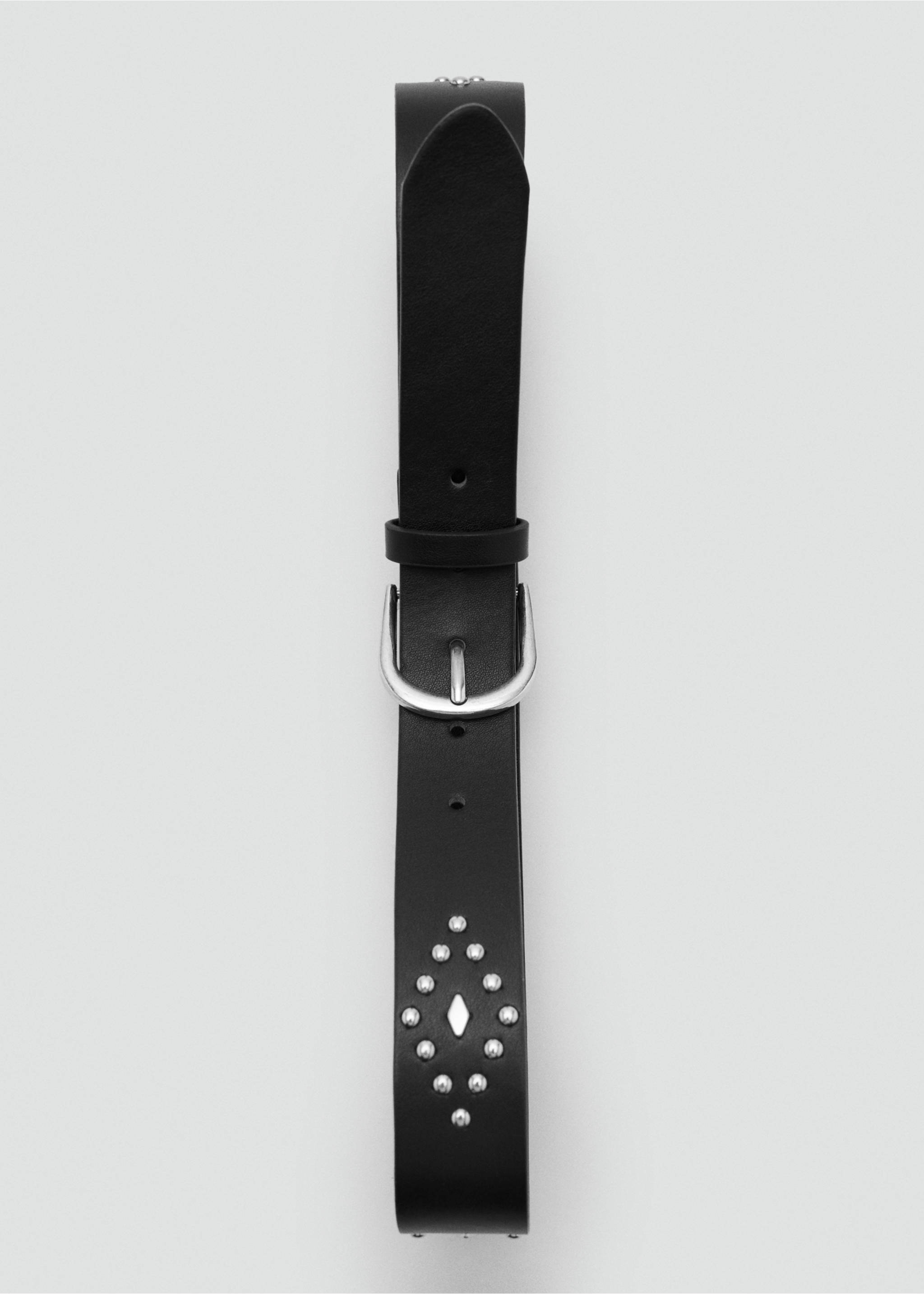 Buckled studded belt - Details of the article 2, Black. Ref: 27067935-00.