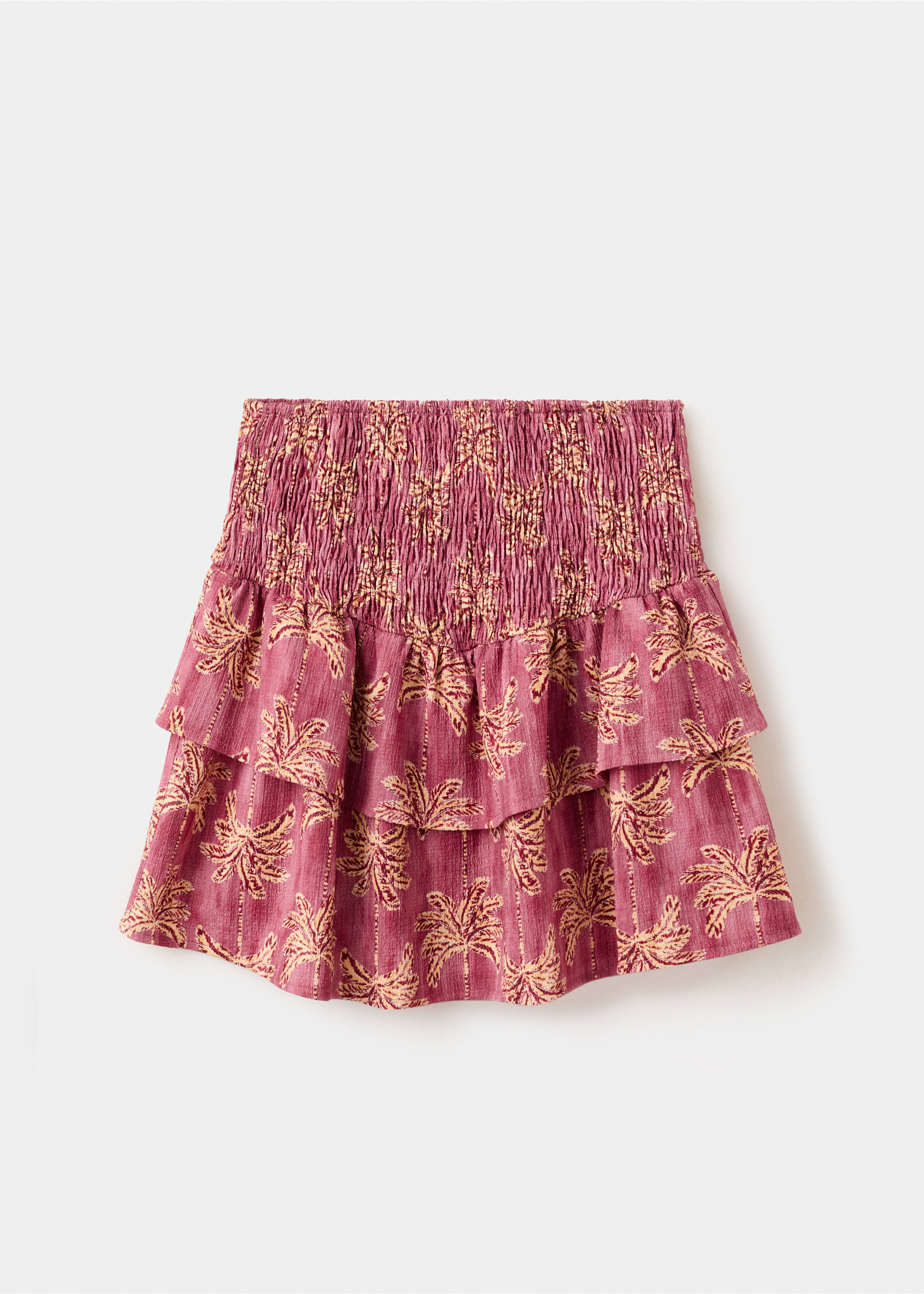 Printed skirt with ruffles - Reverse of the article, Pink. Ref: 27067937-00.