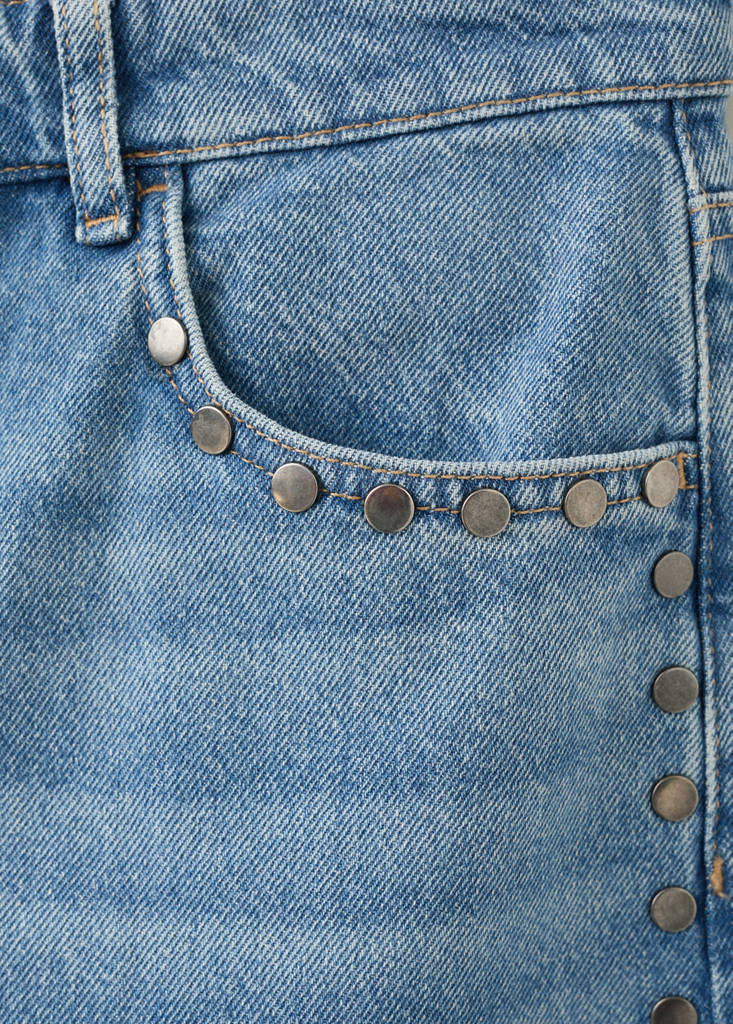 Straight-fit jeans with studs — Medium Blue