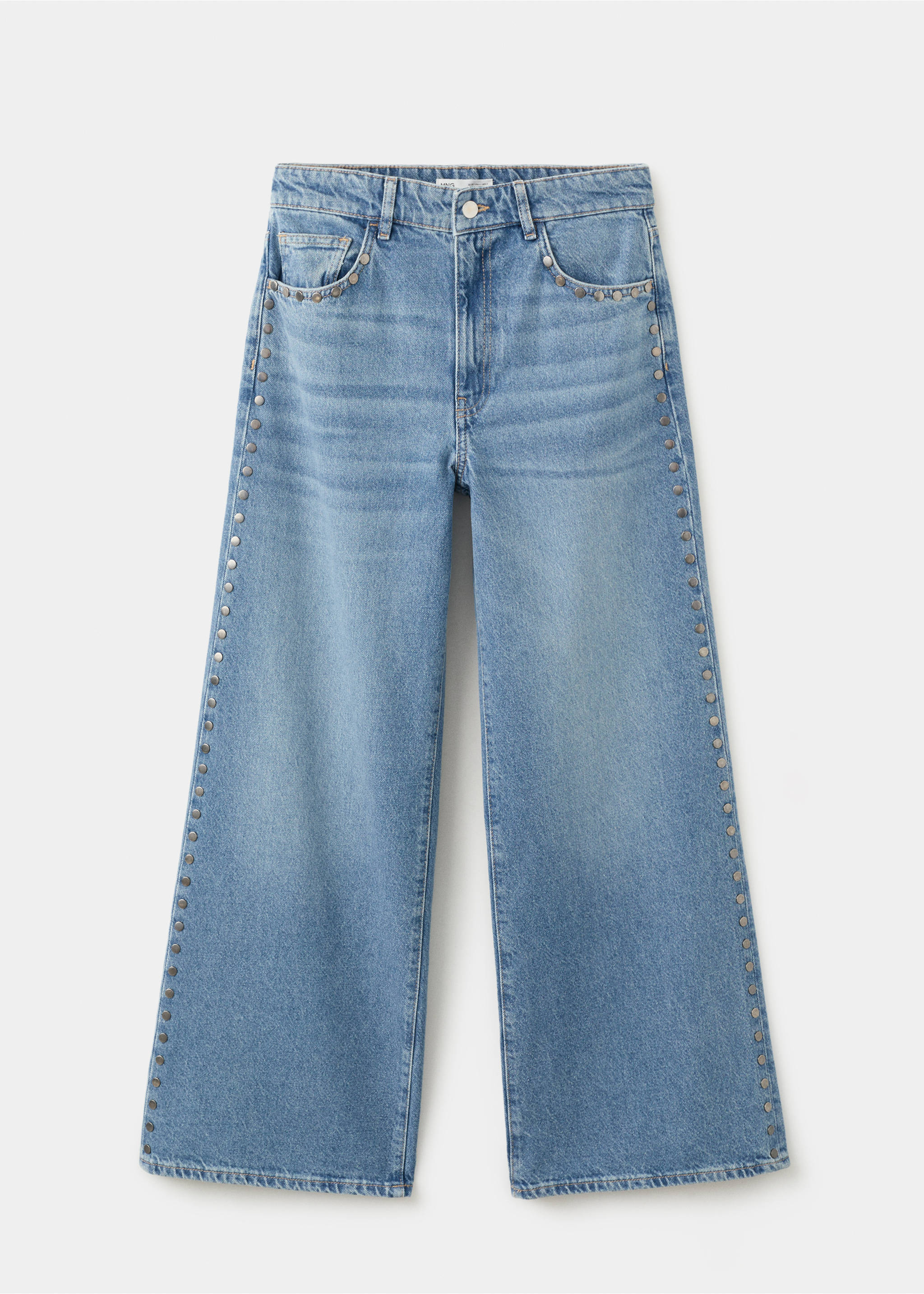 Jean droit clouté - Article sans modèle, Bleu moyen. Ref: 27067938-00.