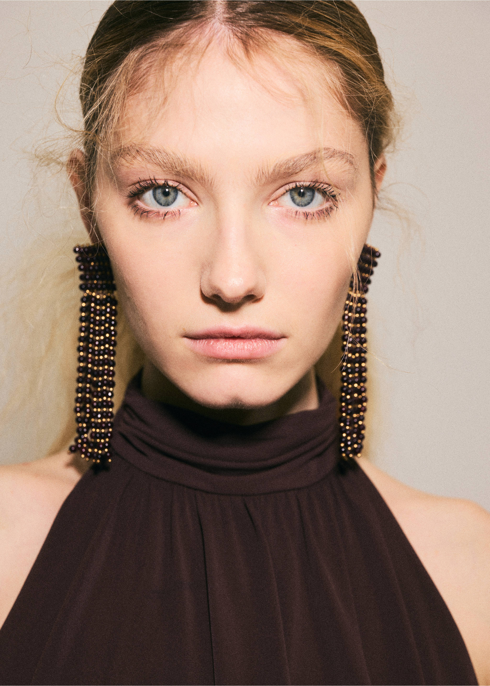 Vestido corto drapeado - Detalle del artículo 1, Marrón. Ref: 27067939-00.