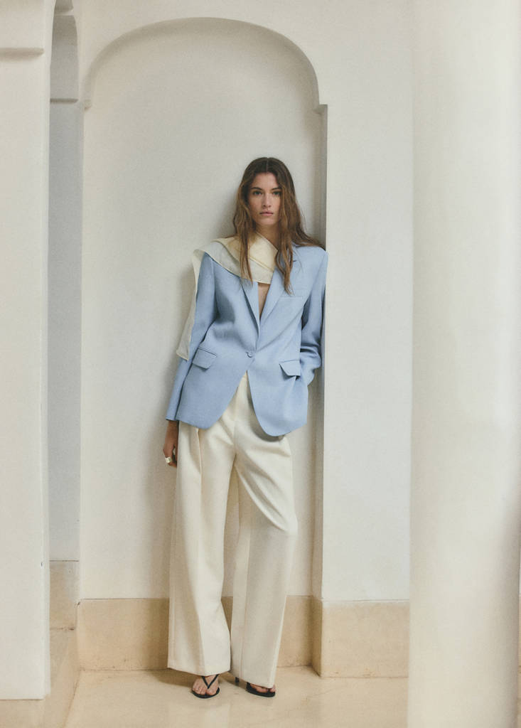 Straight-fit suit blazer — Sky Blue