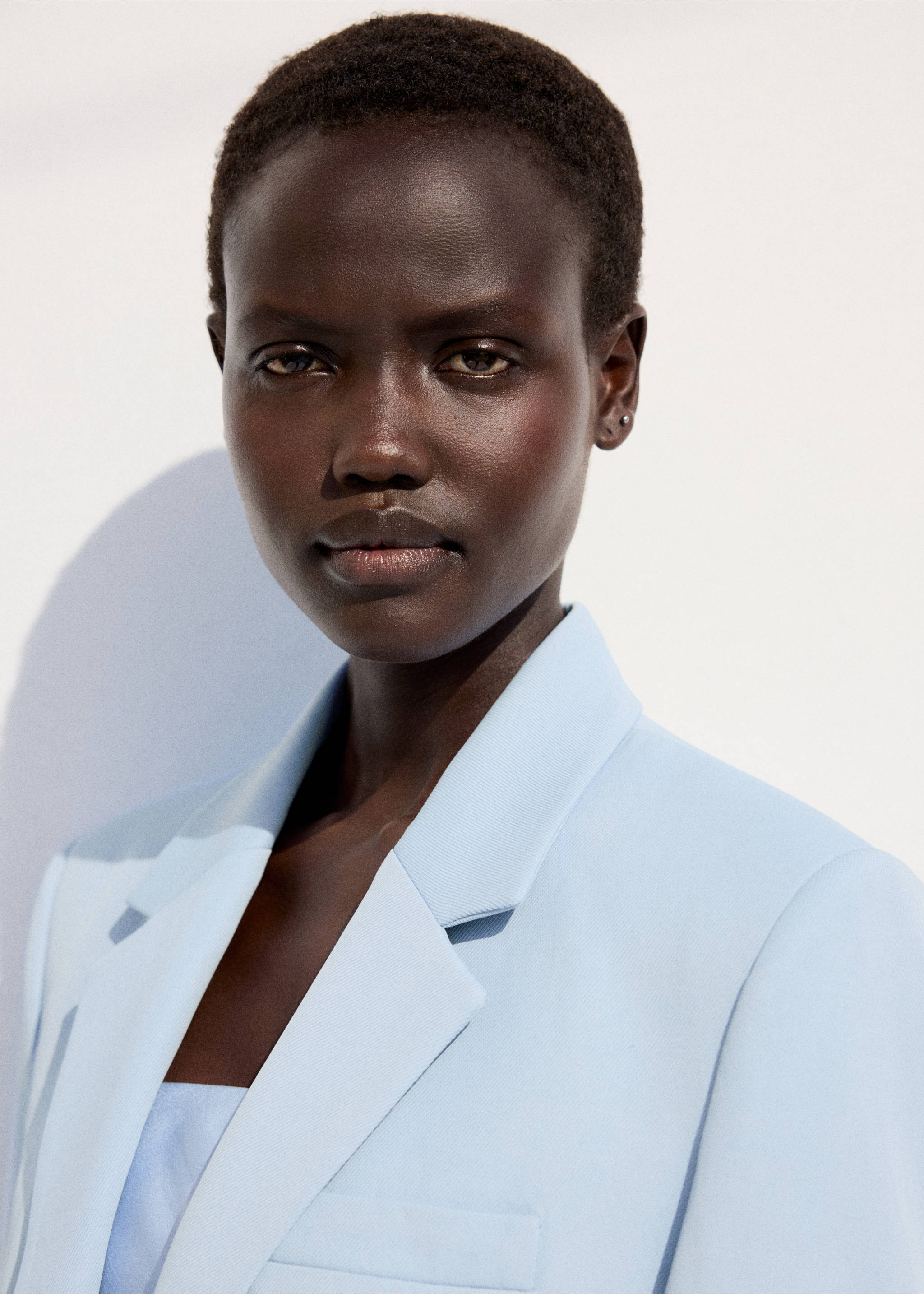 Straight-fit suit blazer - Details of the article 1, Sky Blue. Ref: 27067941-01.