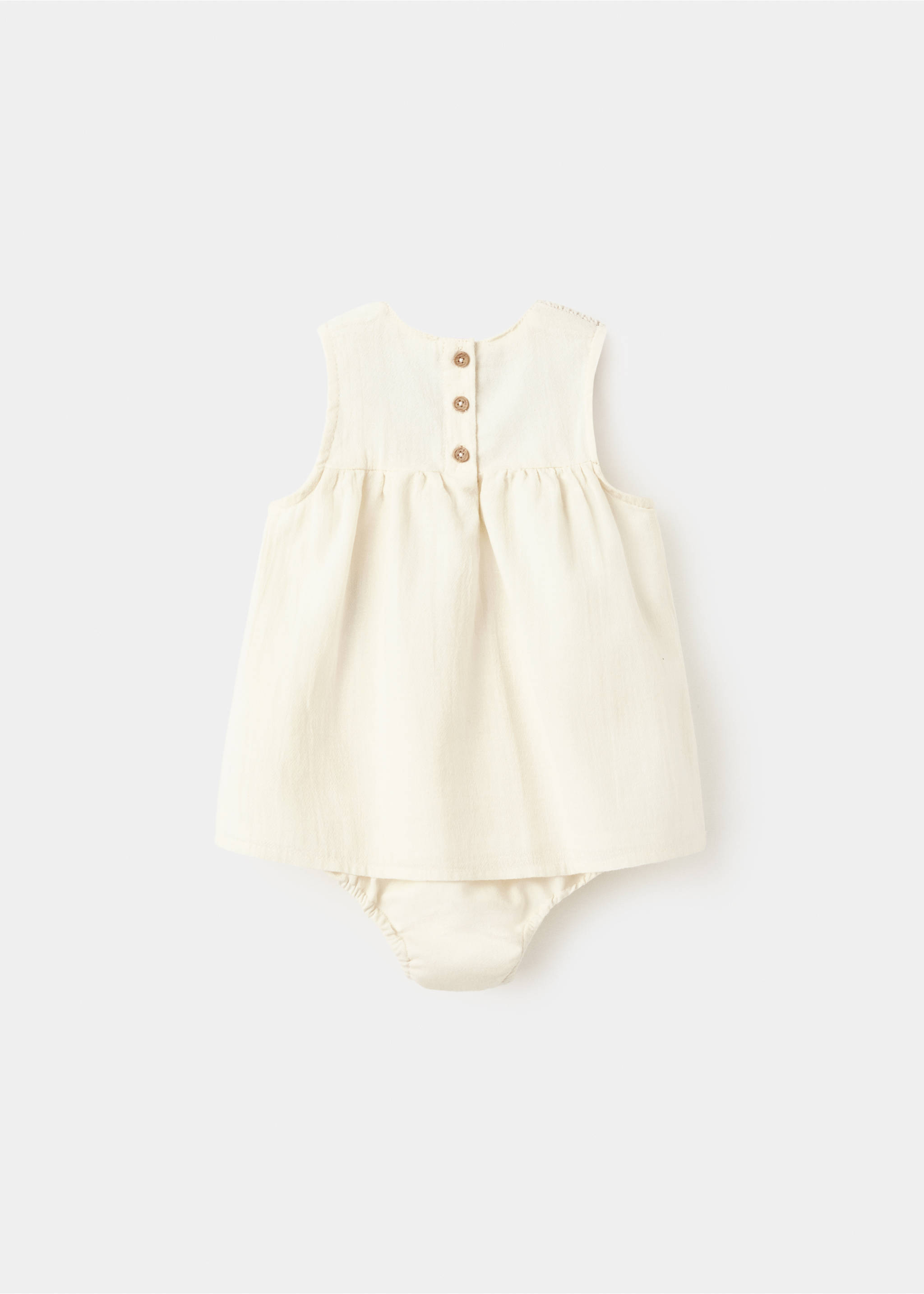 Vestido y ranita detalle crochet - Reverso del artículo, Crudo. Ref: 27068261-00.