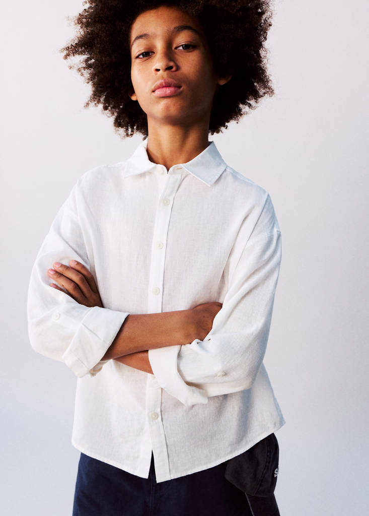 Straight linen shirt — White