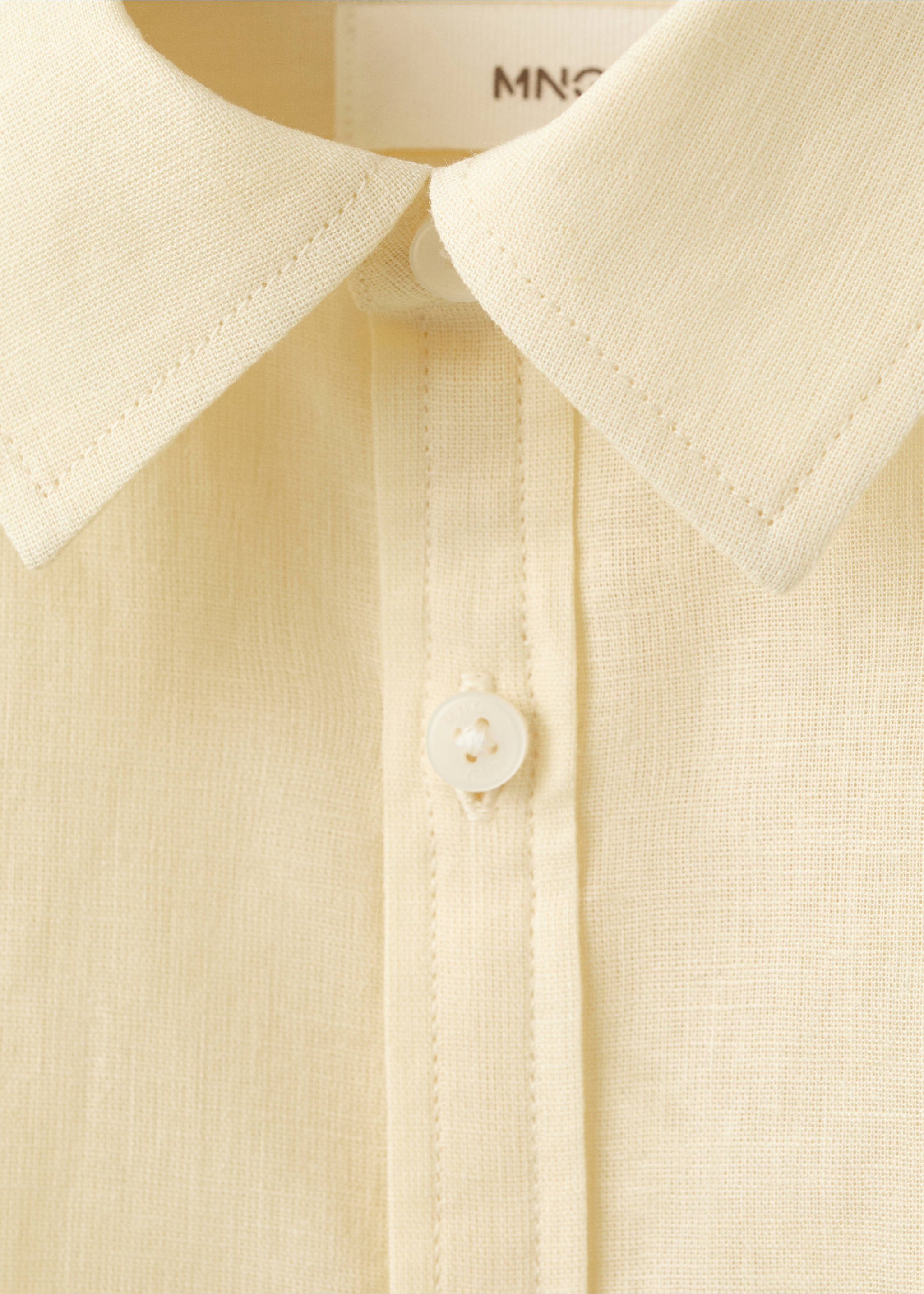 Straight linen shirt - Details of the article 8, Vanilla. Ref: 27068263-00.