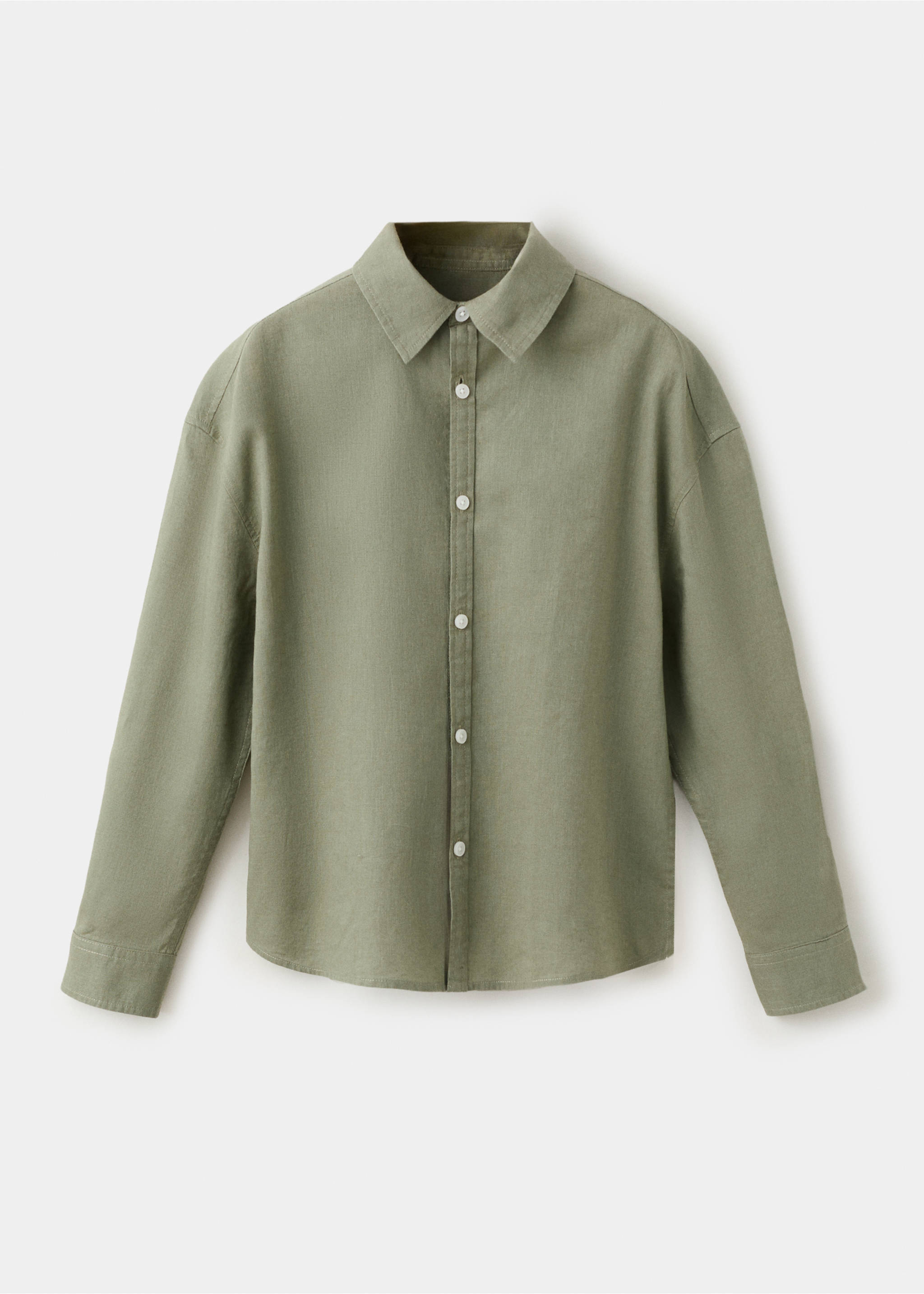 Straight linen shirt - Article without model, Khaki. Ref: 27068263-00.