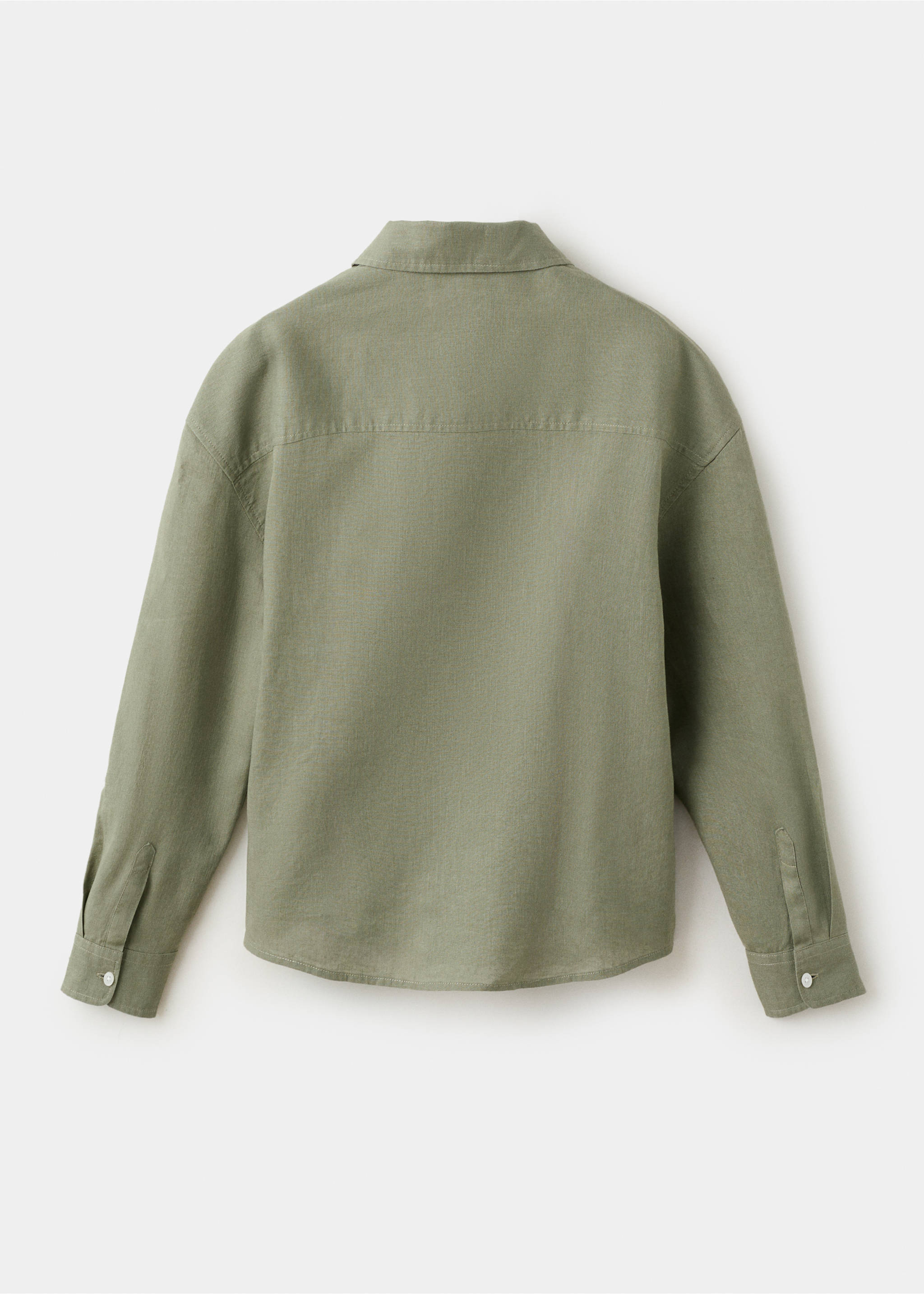 Straight linen shirt - Reverse of the article, Khaki. Ref: 27068263-00.