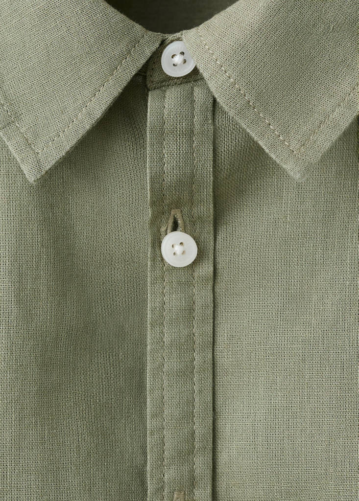 Straight linen shirt — Khaki