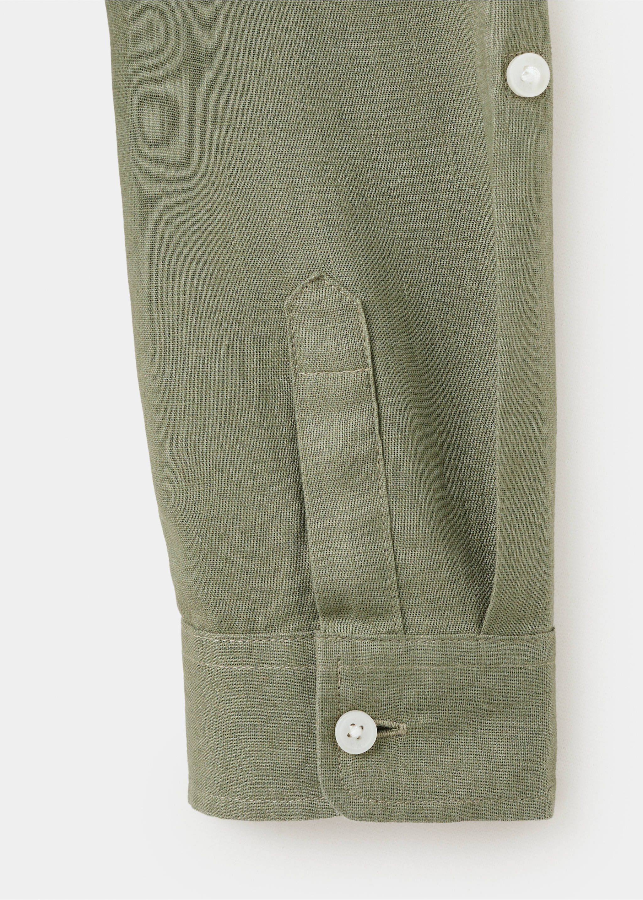Straight linen shirt - Details of the article 0, Khaki. Ref: 27068263-00.
