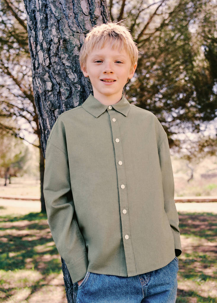 Straight linen shirt — Khaki