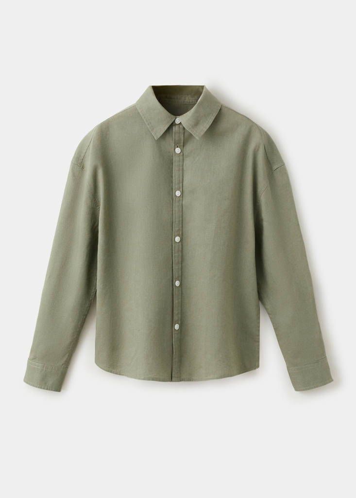 Straight linen shirt — Khaki