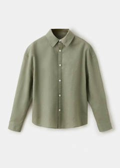 Straight linen shirt — Khaki 2