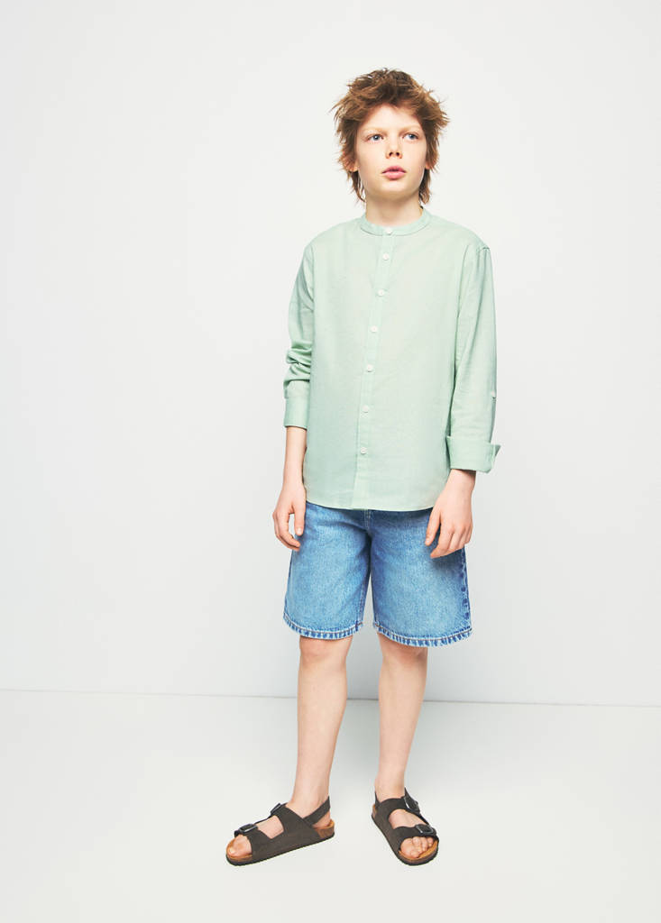 Straight linen shirt — Pastel Green