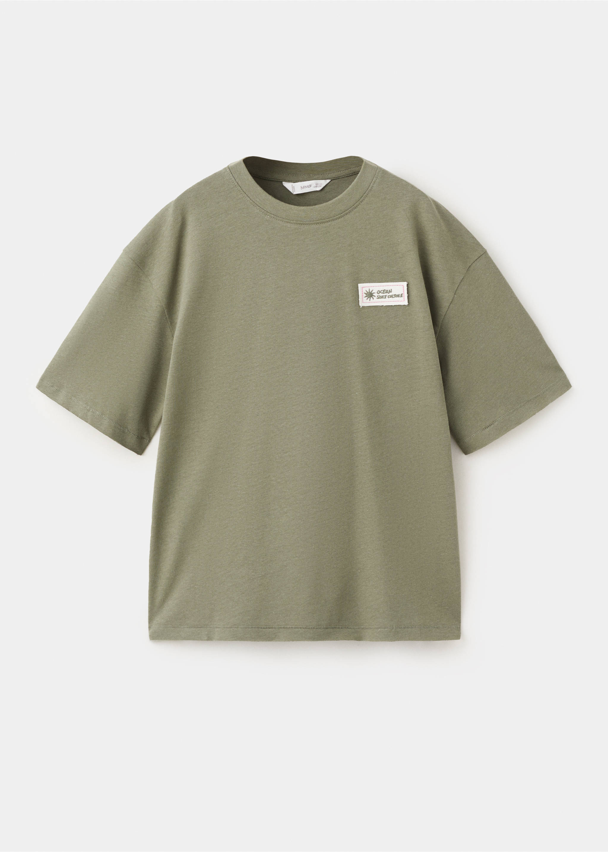 Linen T-shirt with embroidery detail - Article without model, Pastel Green. Ref: 27068264-00.
