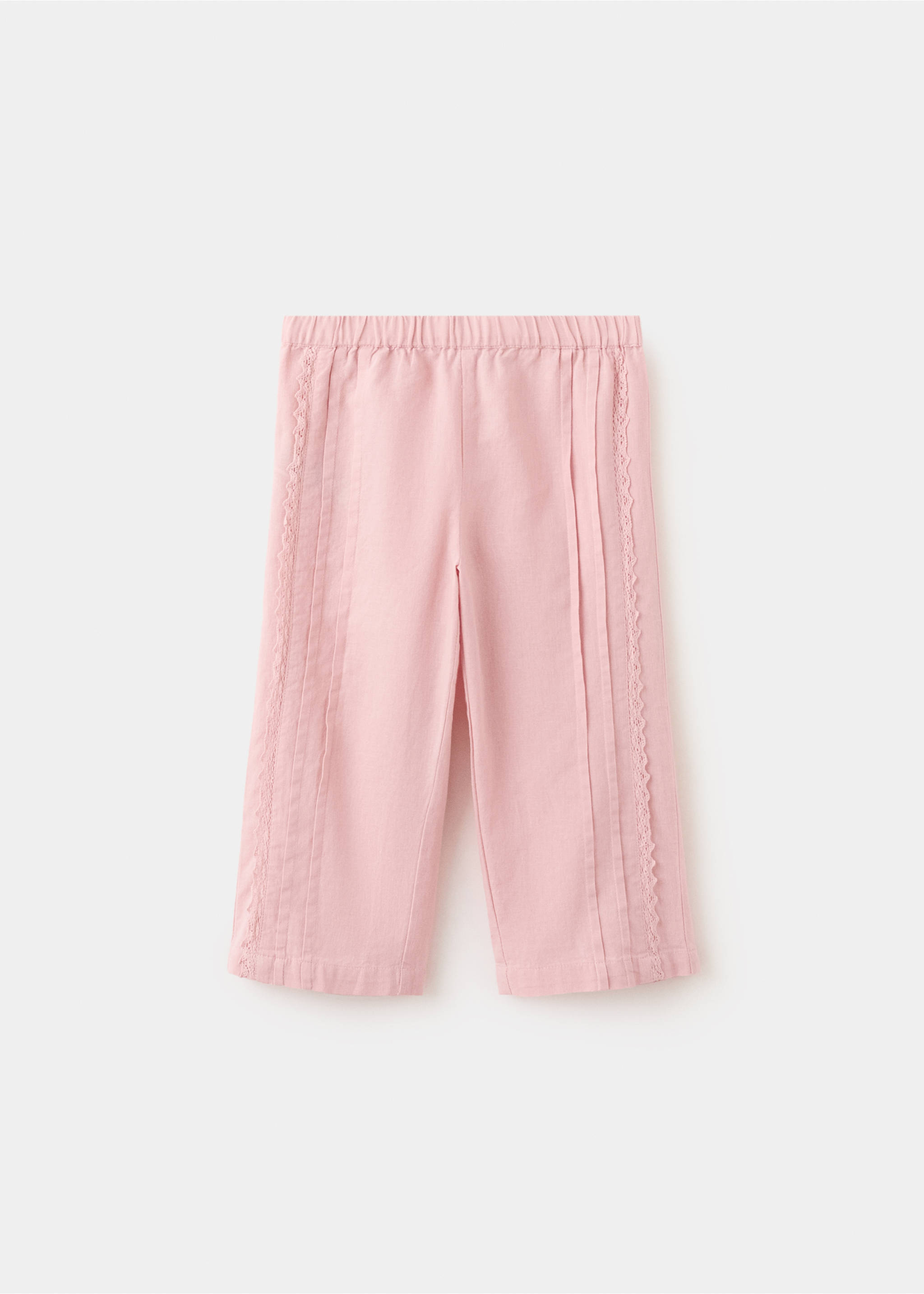 Straight trousers with embroidered details - Article without model, Pink. Ref: 27068269-00.
