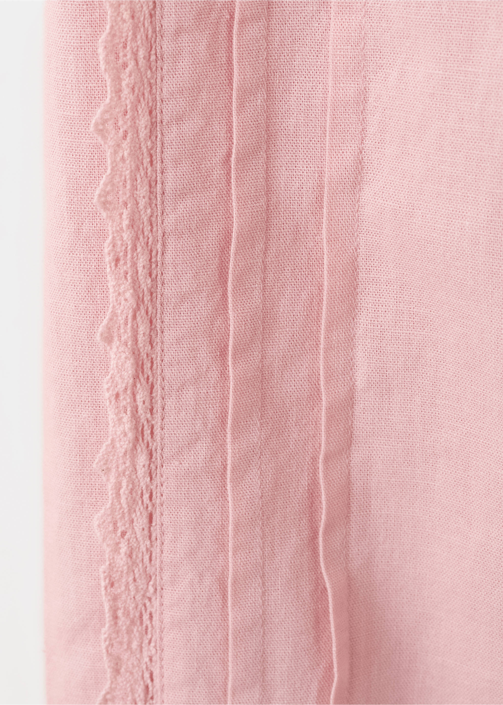 Straight trousers with embroidered details - Details of the article 0, Pink. Ref: 27068269-00.