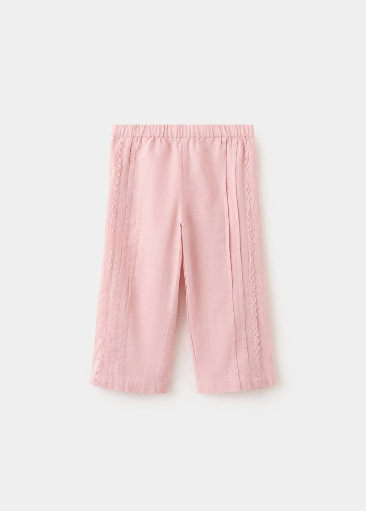 Straight trousers with embroidered details — Pink