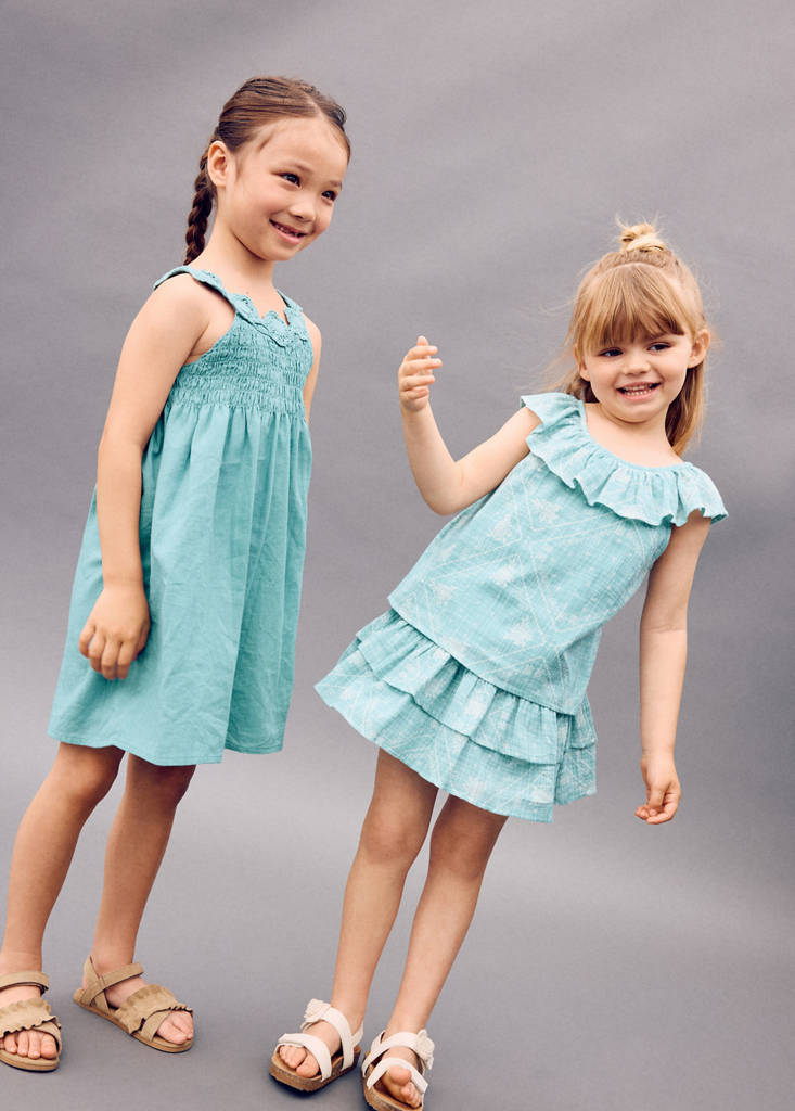 Printed ruffle skirt — Turquoise