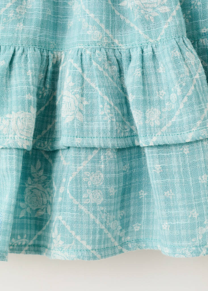 Printed ruffle skirt — Turquoise