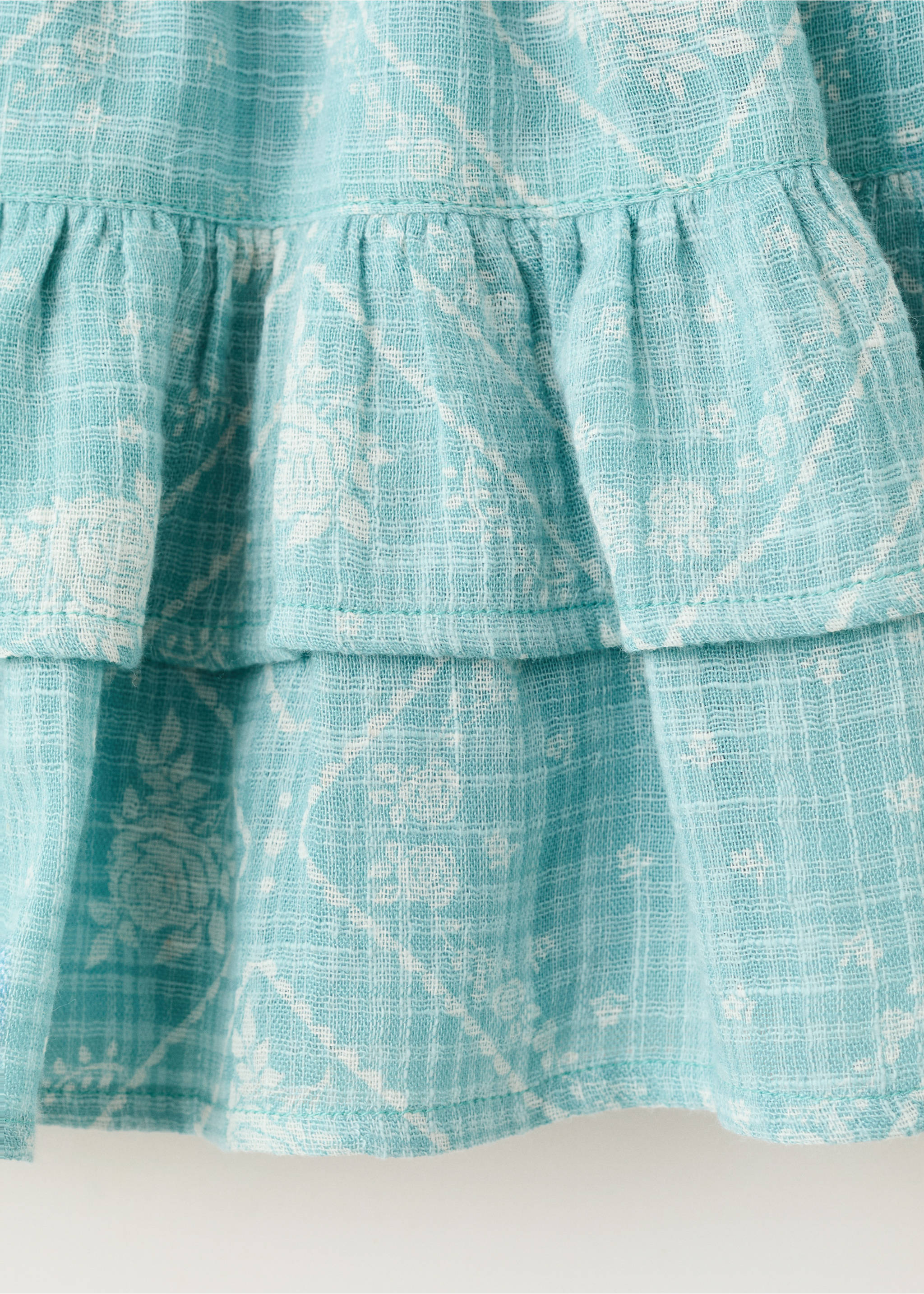 Printed ruffle skirt - Details of the article 8, Turquoise. Ref: 27068270-00.