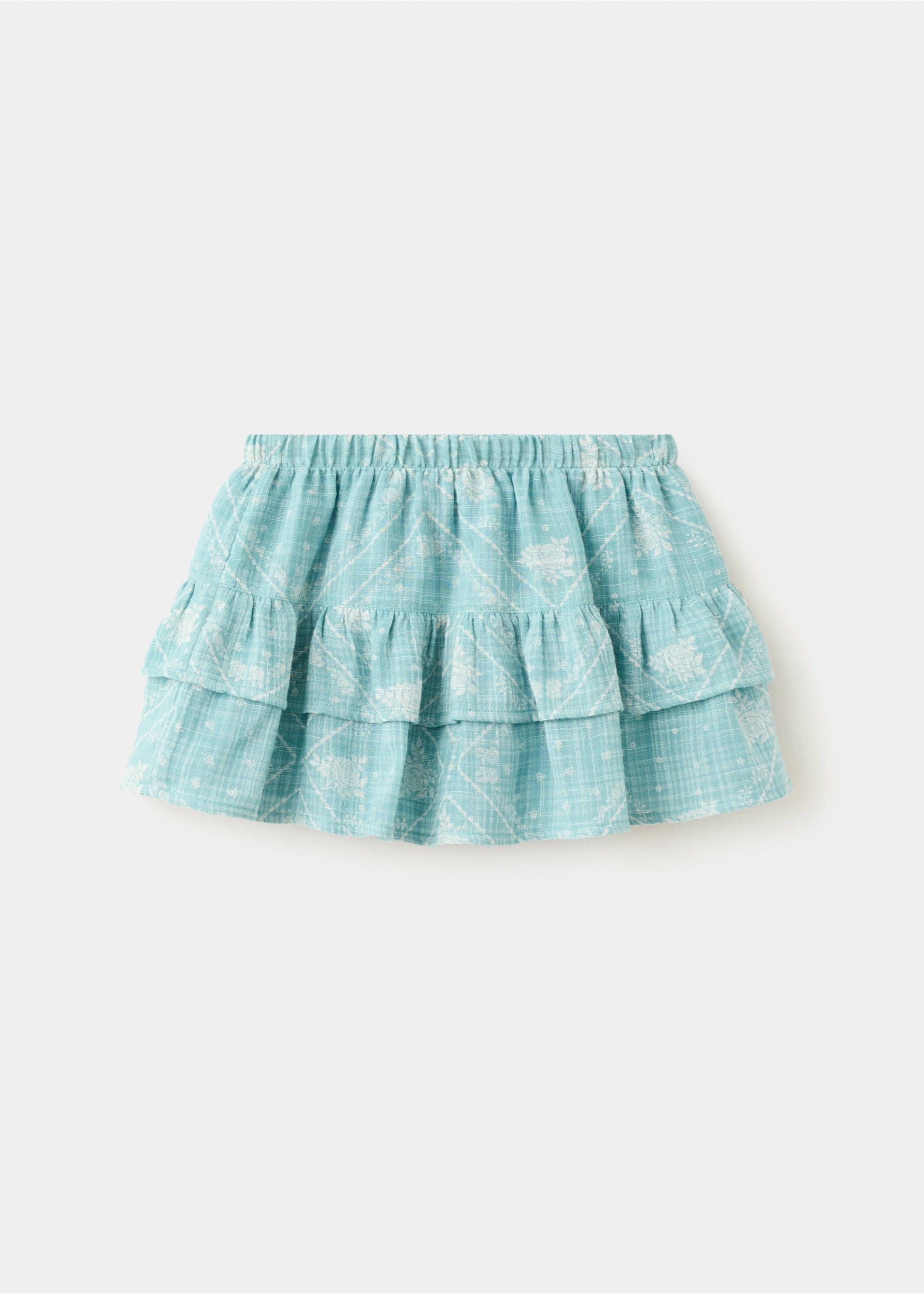 Falda volantes estampada - Artículo sin modelo, Turquesa. Ref: 27068270-00.