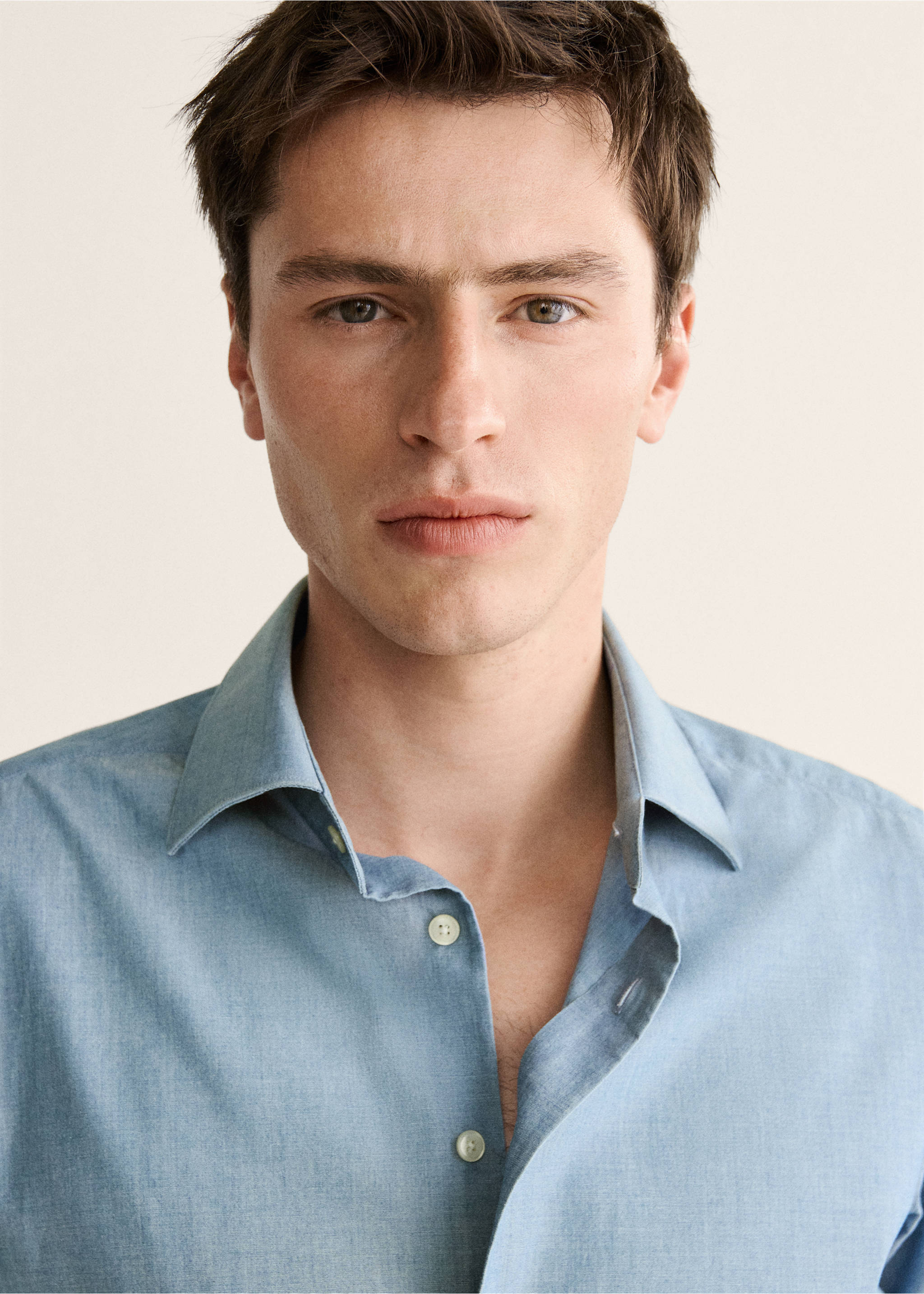 Chemise slim fit 100 % coton - Détail de l'article 1, Bleu. Ref: 27068271-00.