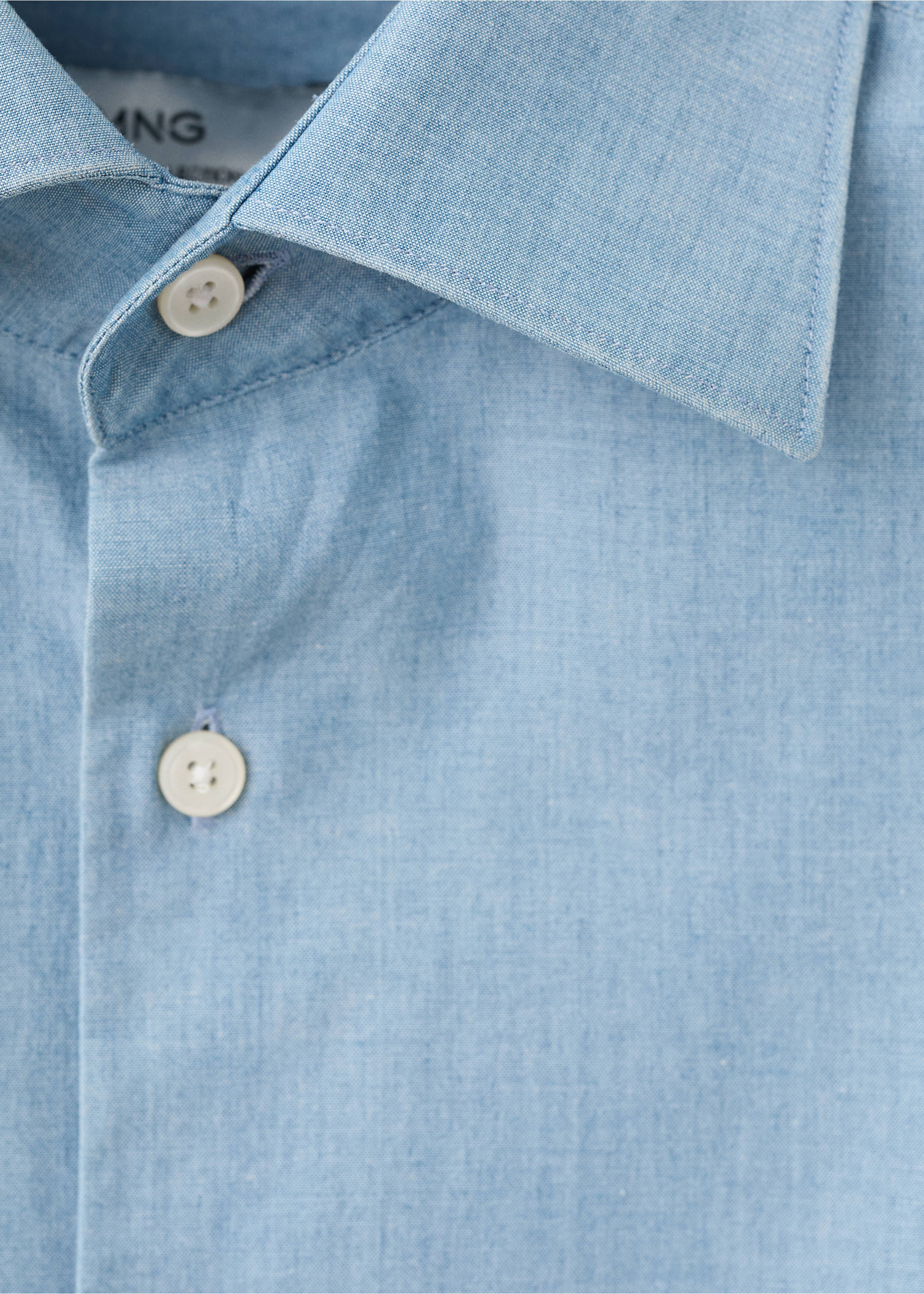 100% cotton slim fit shirt - Details of the article 8, Blue. Ref: 27068271-00.