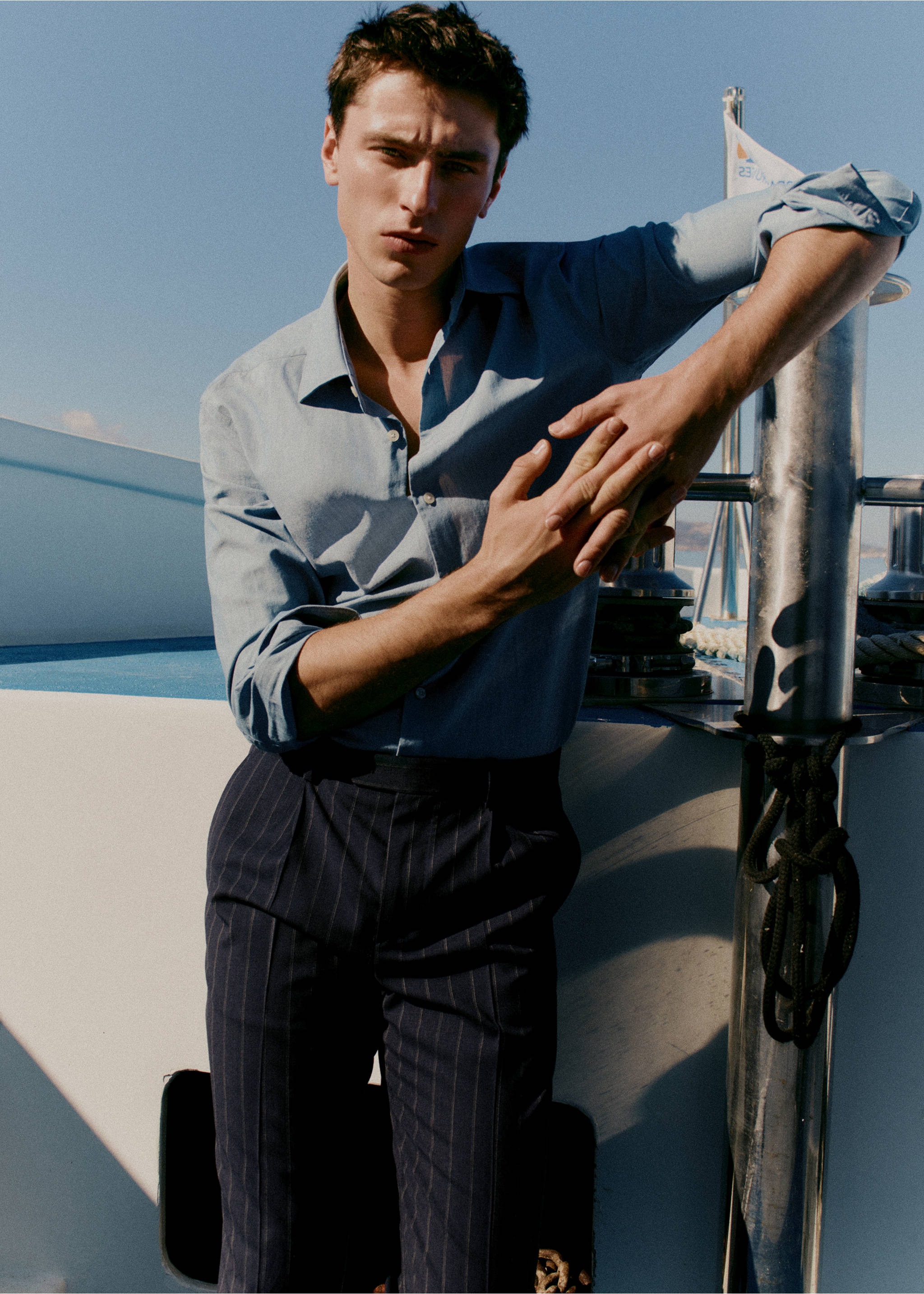 Chemise slim fit 100 % coton - Détail de l'article 5, Bleu. Ref: 27068271-00.