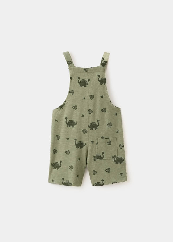 Printed cotton dungarees — Khaki