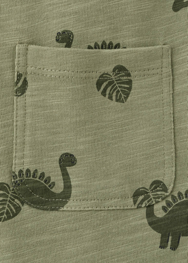 Printed cotton dungarees — Khaki
