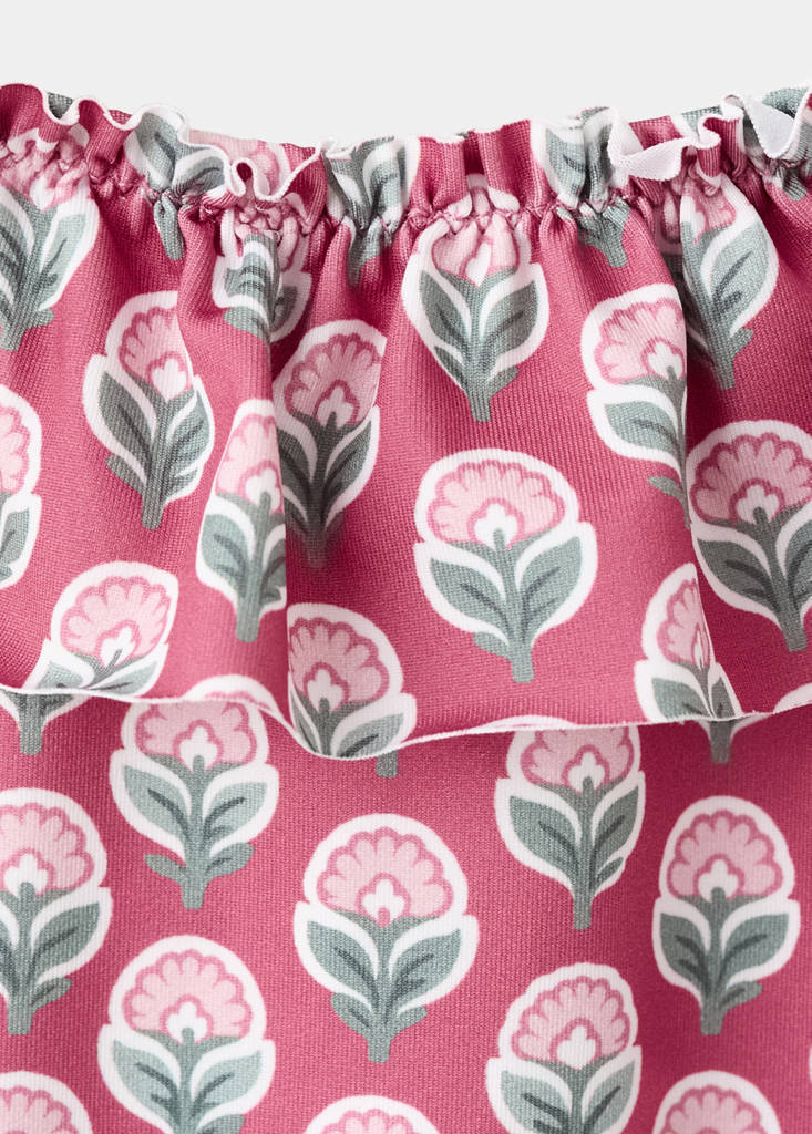 Floral print swimsuit with ruffles — Pink