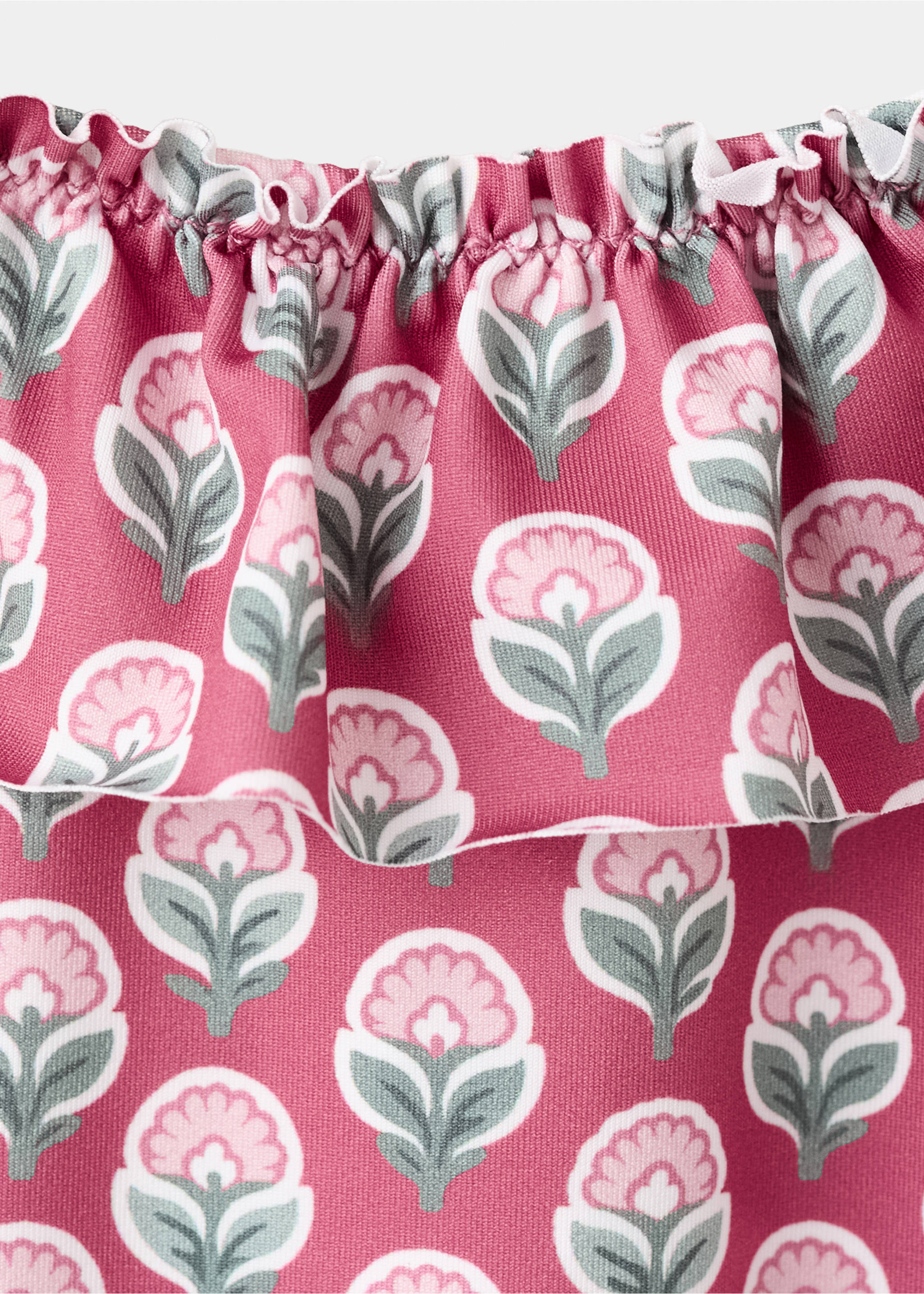 Floral print swimsuit with ruffles - Details of the article 0, Pink. Ref: 27068274-00.