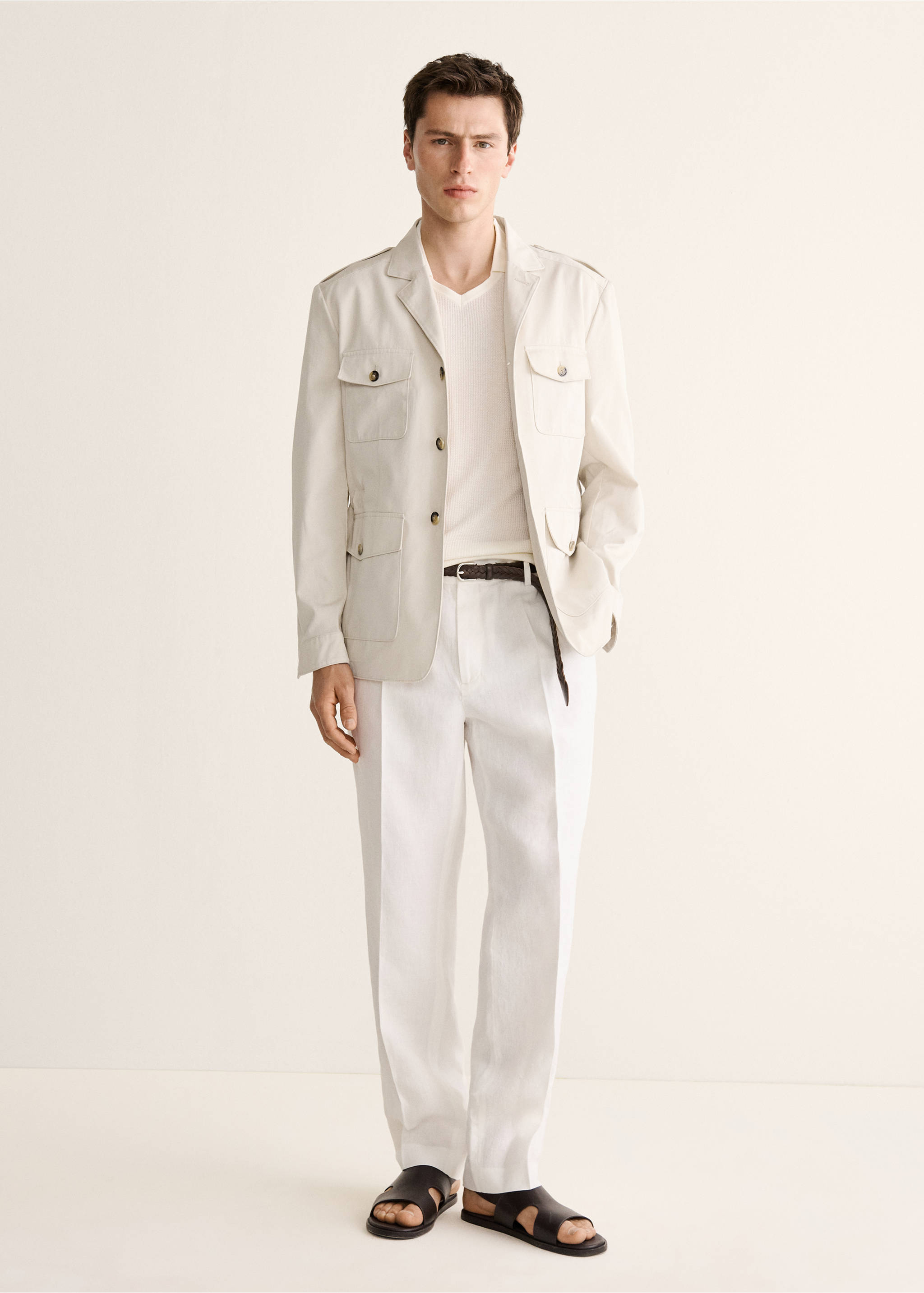 100% cotton jacket with pockets - General plane, Beige. Ref: 27068275-00.