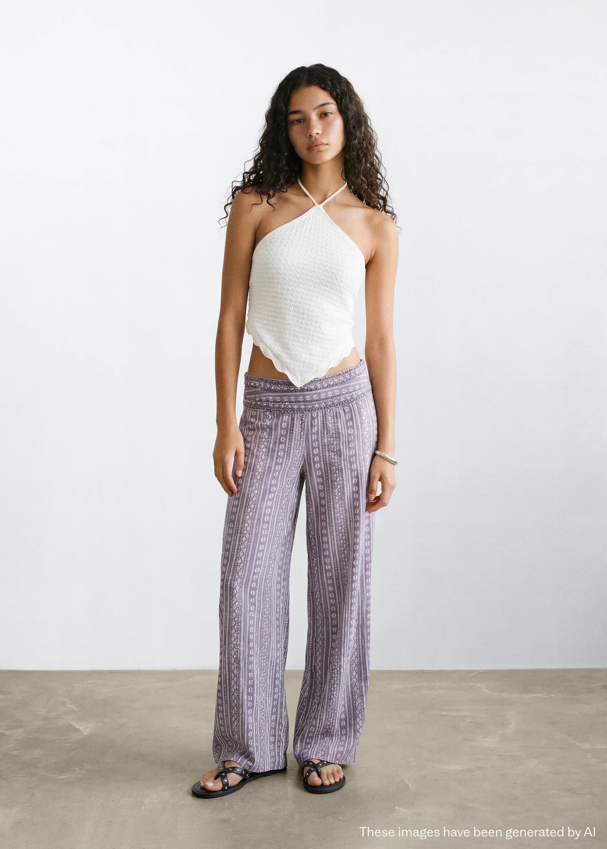 Flowy printed trousers - General plane