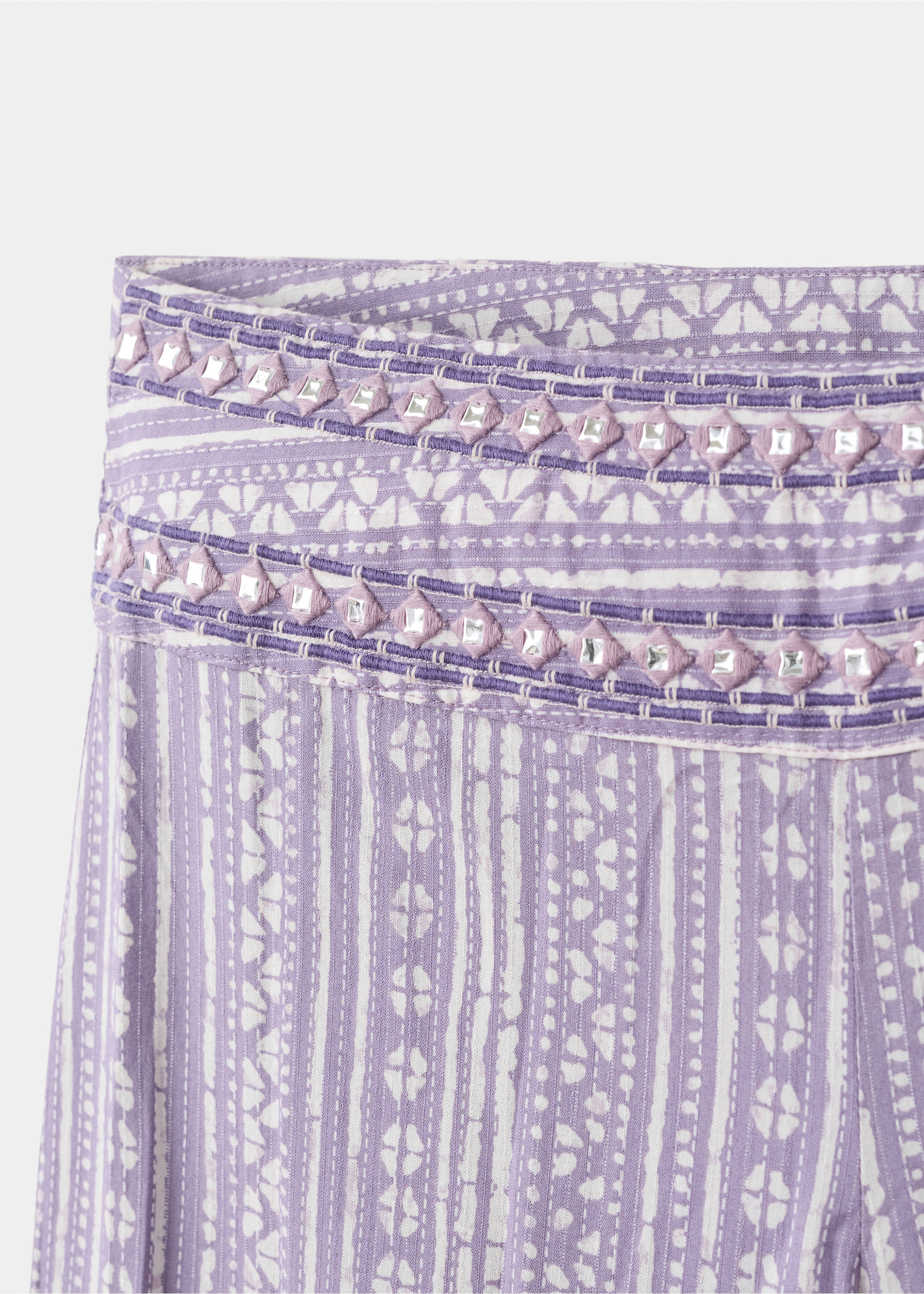 Flowy printed trousers - Details of the article 8, Light/Pastel Purple. Ref: 27068650-00.
