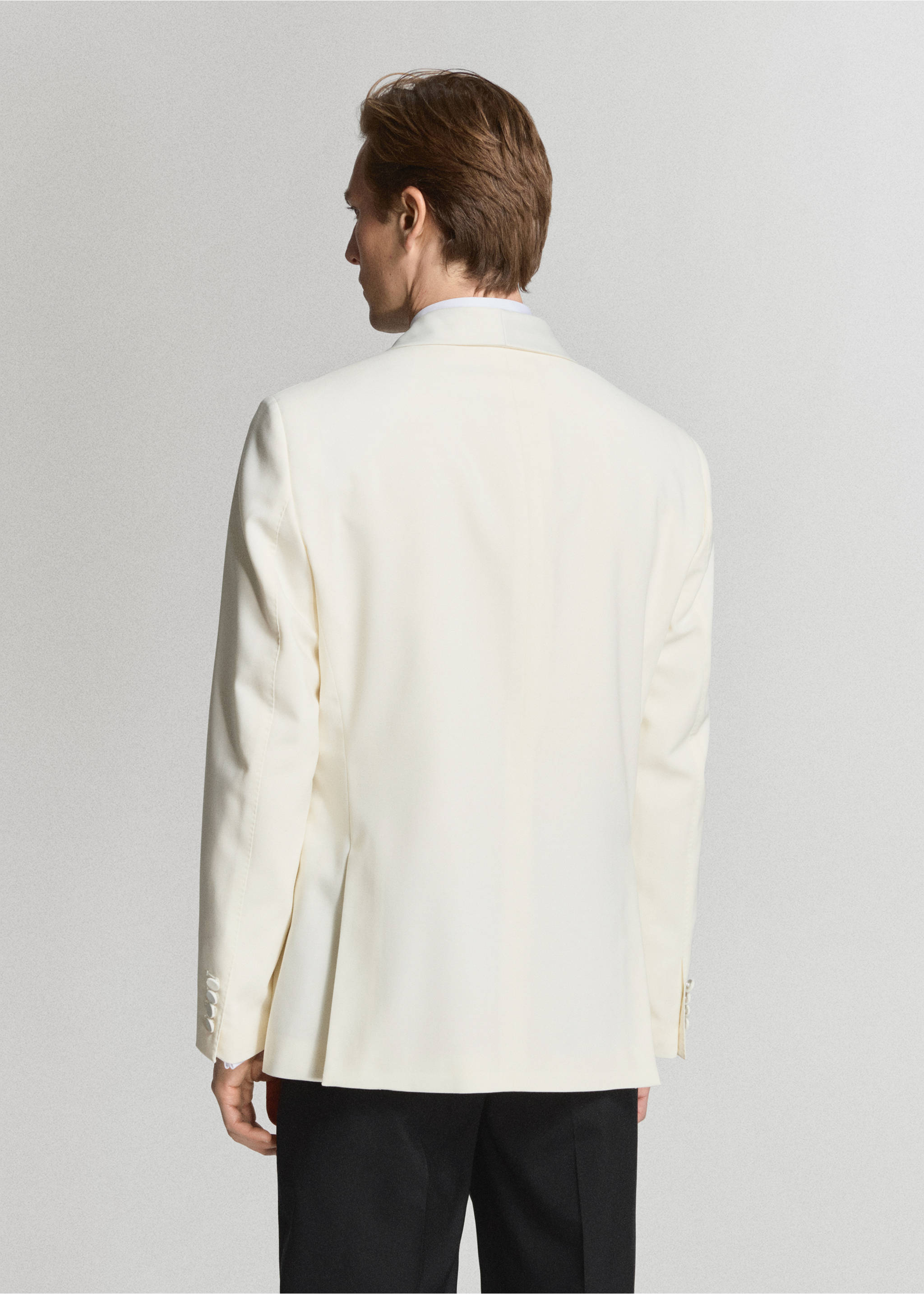 Slim-fit wool suit jacket - Reverse of the article, Off White. Ref: 27068651-00.