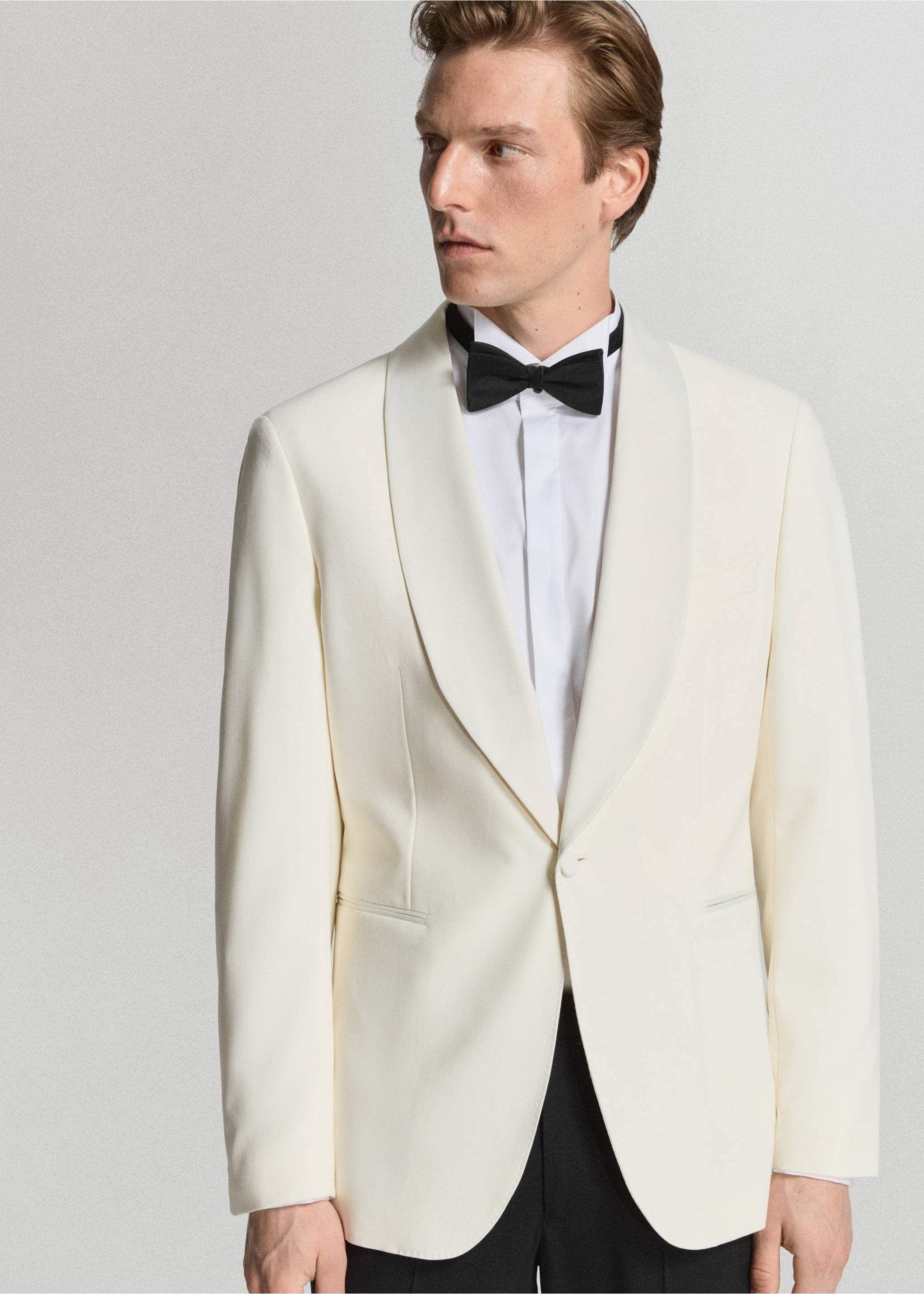 Slim-fit wool suit jacket - Details of the article 4, Off White. Ref: 27068651-00.