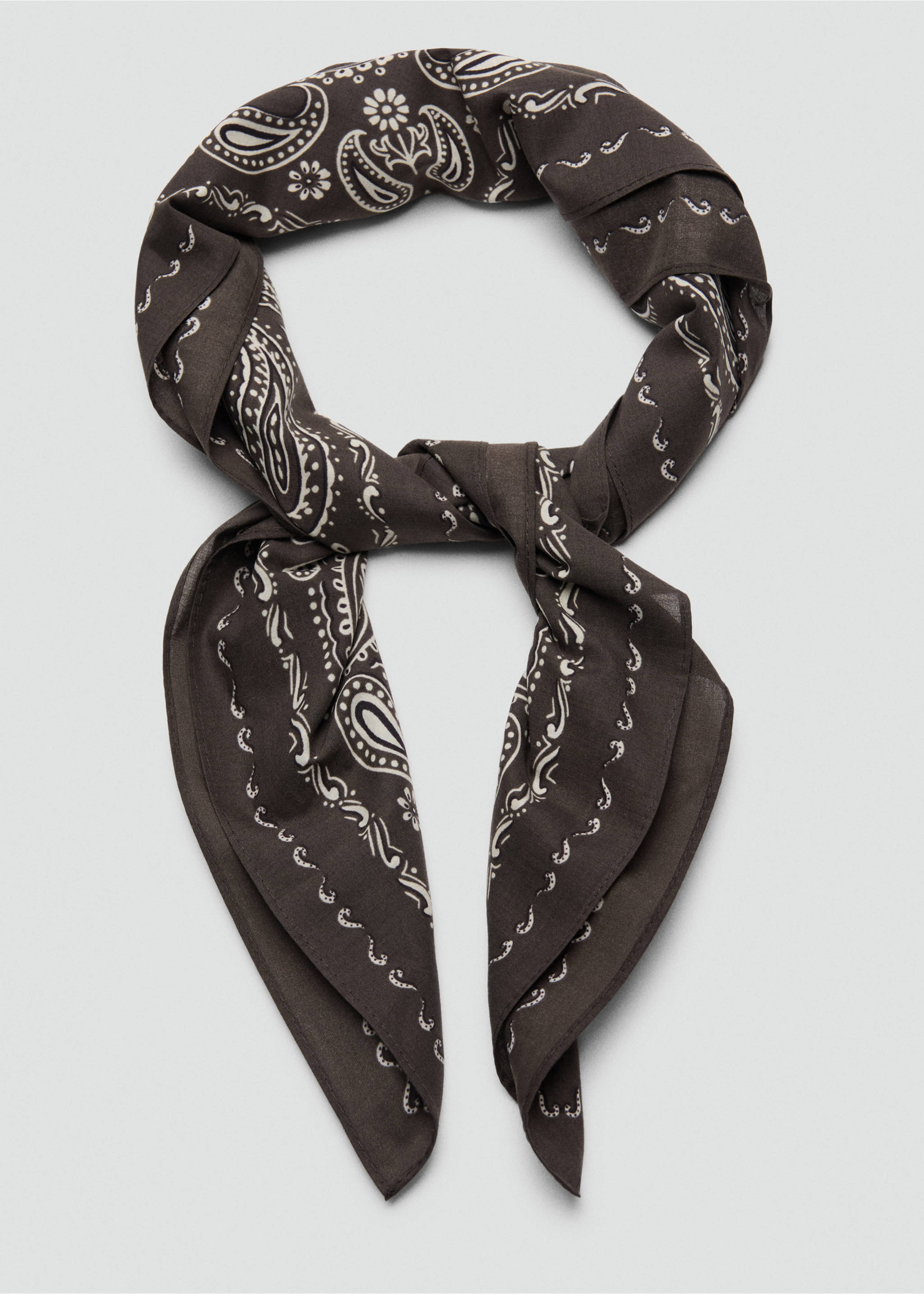 Lenço de algodão estampado - Pormenor do artigo 1, Chocolate. Ref: 27068653-00.