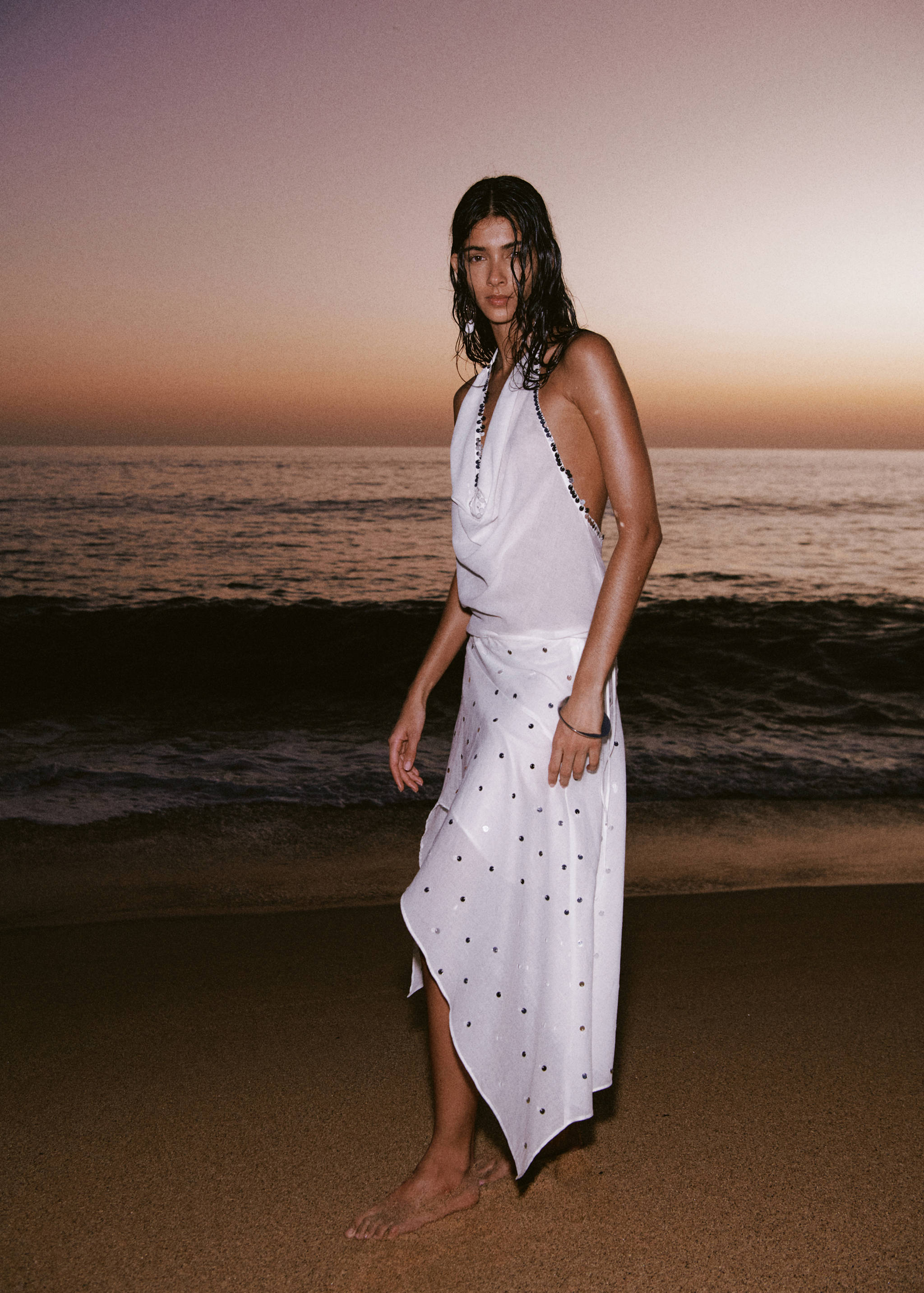 Top à col drapé avec sequins - Plan général