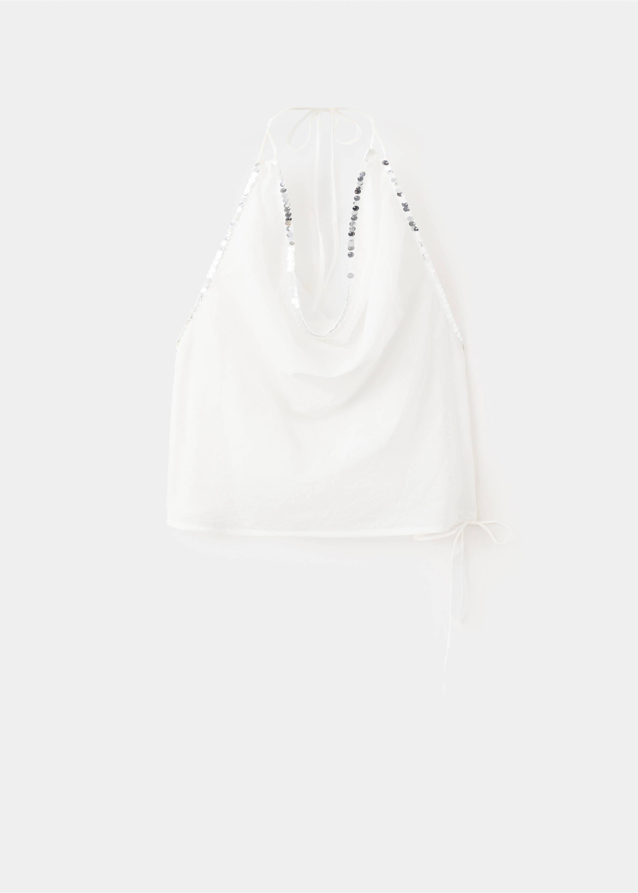 Top à col drapé avec sequins - Article sans modèle, Blanc cassé. Ref: 27068654-00.